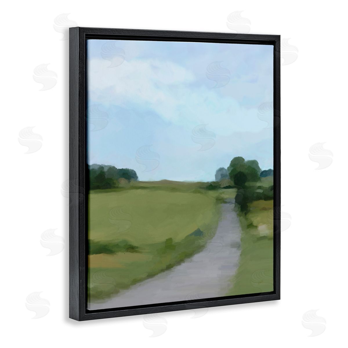 Amy Hall Abstract Path Through Grassland Rural Landscape Scene Black Floating Frame Canvas Wall Art Print