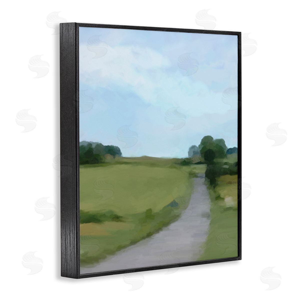 Amy Hall Abstract Path Through Grassland Rural Landscape Scene Black Framed Giclee Wall Art Print