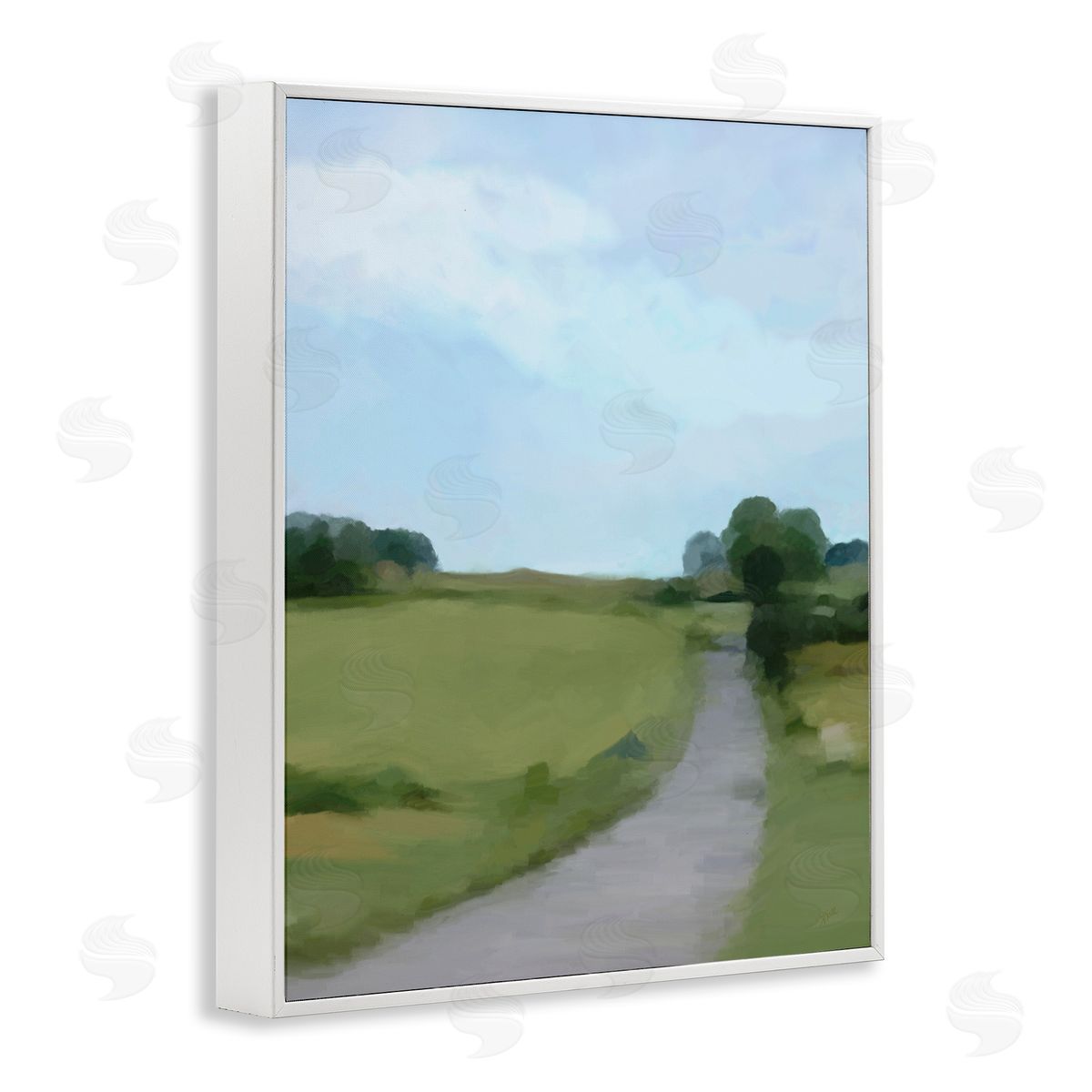 Amy Hall Abstract Path Through Grassland Rural Landscape Scene White Framed Giclee Wall Art Print