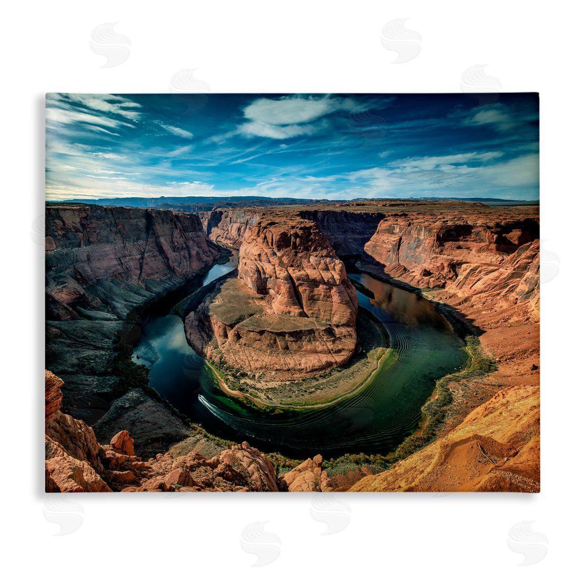 Andy Crawford Photography Red Canyon Mesa Cliffs Surrounding River Water Stretched Canvas Wall Art Print