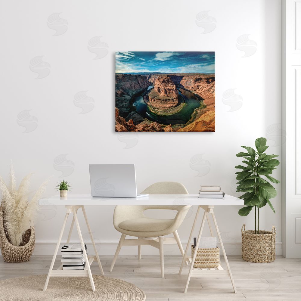 Andy Crawford Photography Red Canyon Mesa Cliffs Surrounding River Water Canvas Wall Art Print in Room