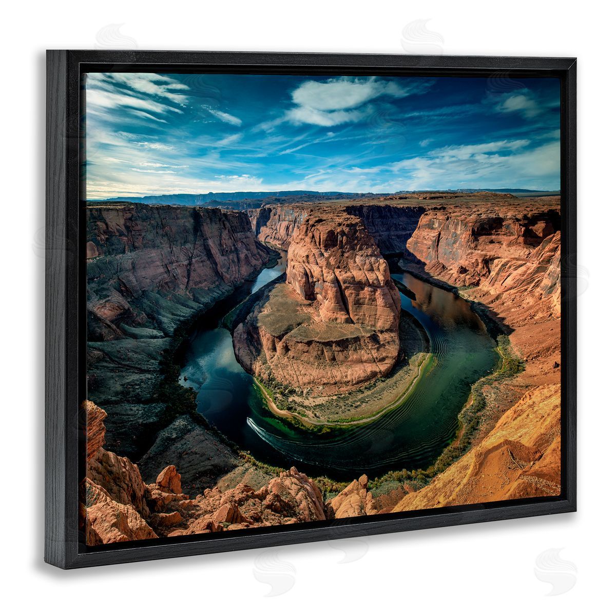 Andy Crawford Photography Red Canyon Mesa Cliffs Surrounding River Water Black Floating Frame Canvas Wall Art Print