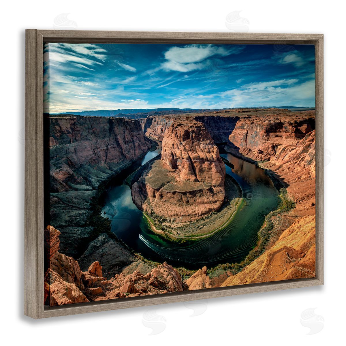 Andy Crawford Photography Red Canyon Mesa Cliffs Surrounding River Water Brown Floating Frame Canvas Wall Art Print