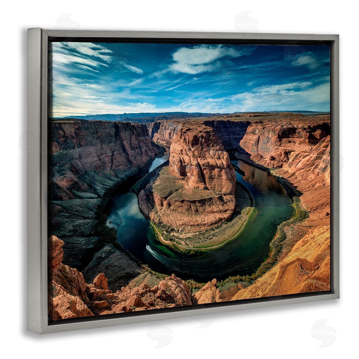 Andy Crawford Photography Red Canyon Mesa Cliffs Surrounding River Water Gray Floating Frame Canvas Wall Art Print