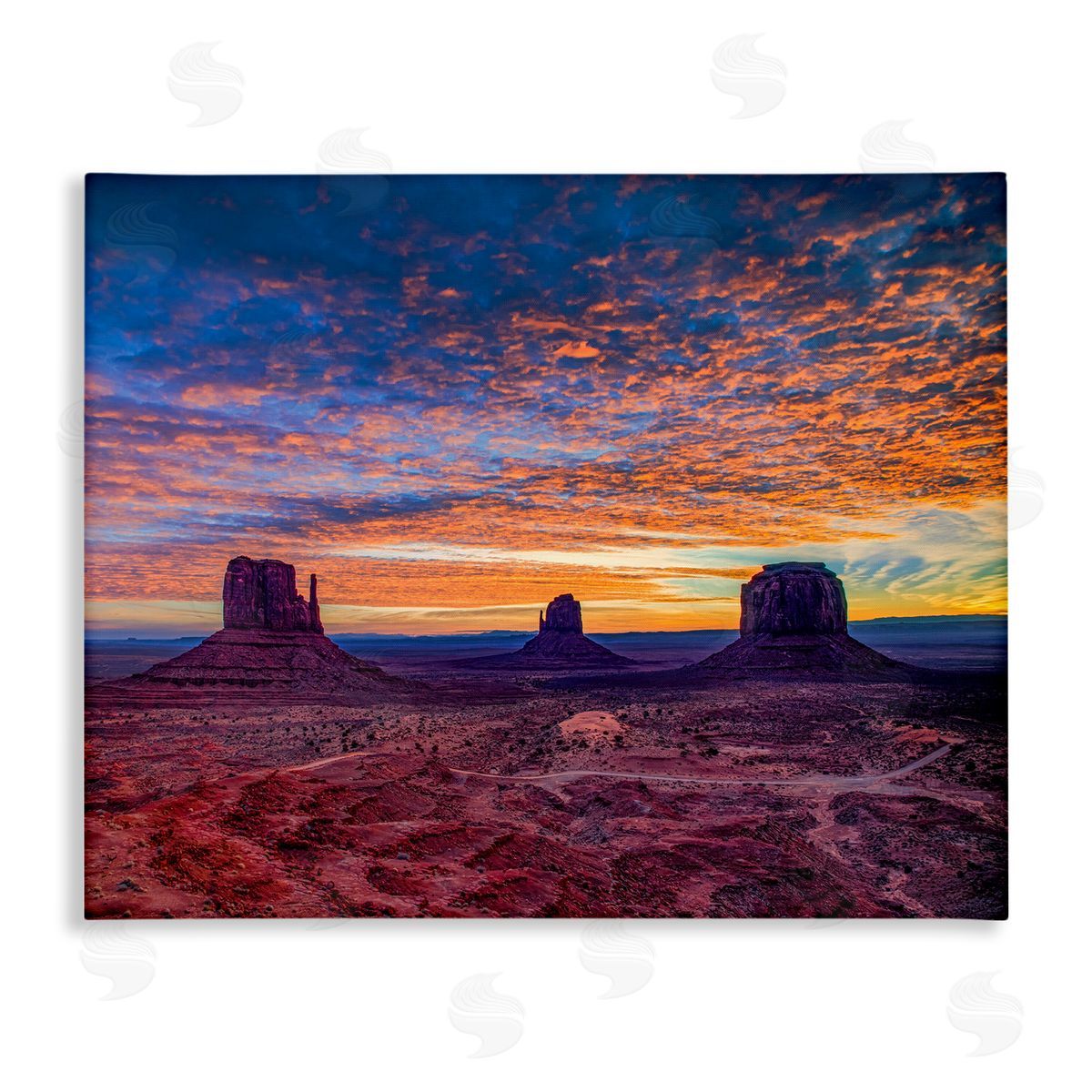 Andy Crawford Photography Mesa Buttes Desert Canyon Radiant Orange Sunset Stretched Canvas Wall Art Print