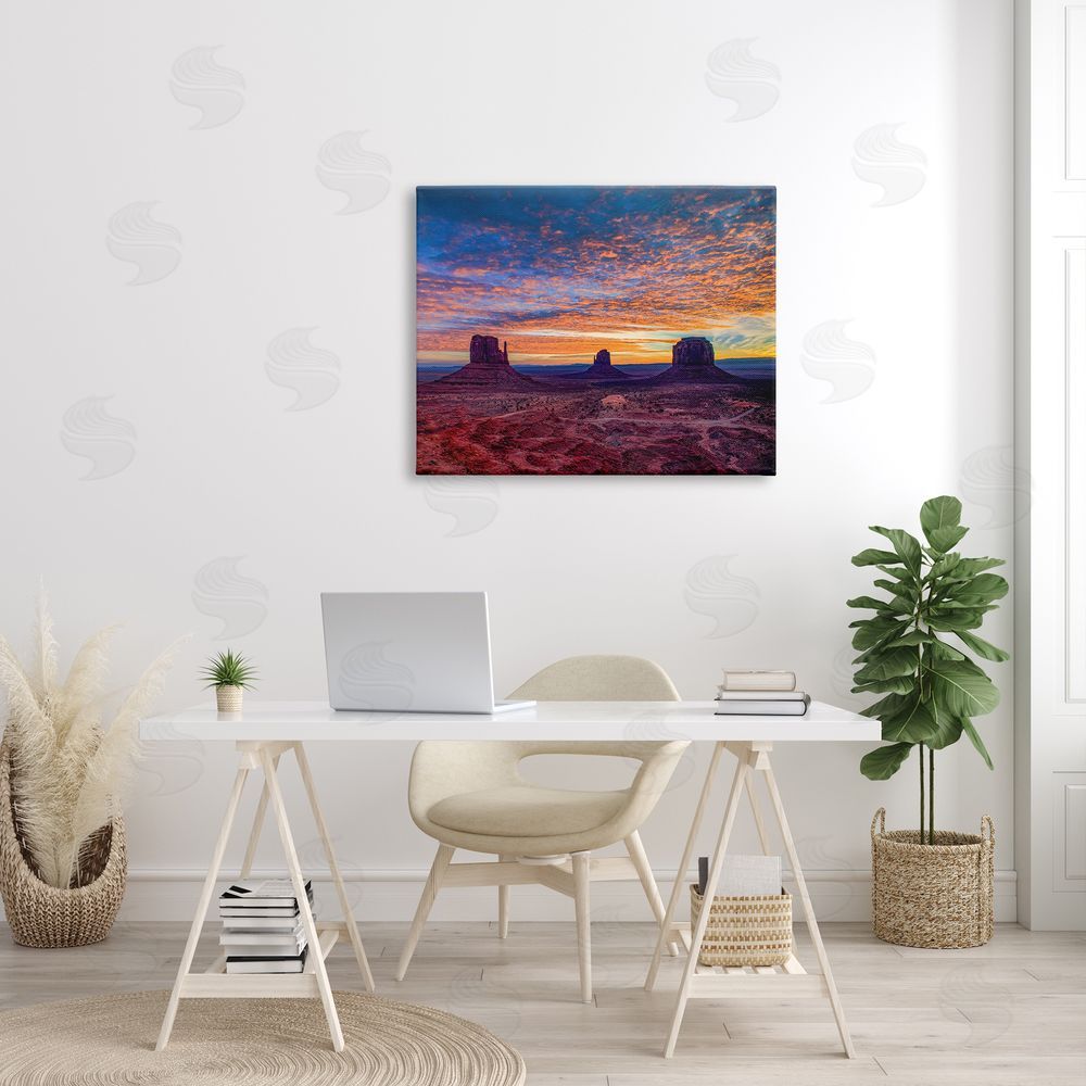 Andy Crawford Photography Mesa Buttes Desert Canyon Radiant Orange Sunset Canvas Wall Art Print in Room
