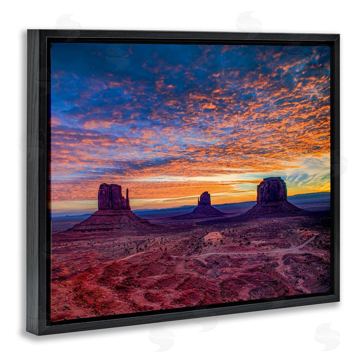Andy Crawford Photography Mesa Buttes Desert Canyon Radiant Orange Sunset Black Floating Frame Canvas Wall Art Print