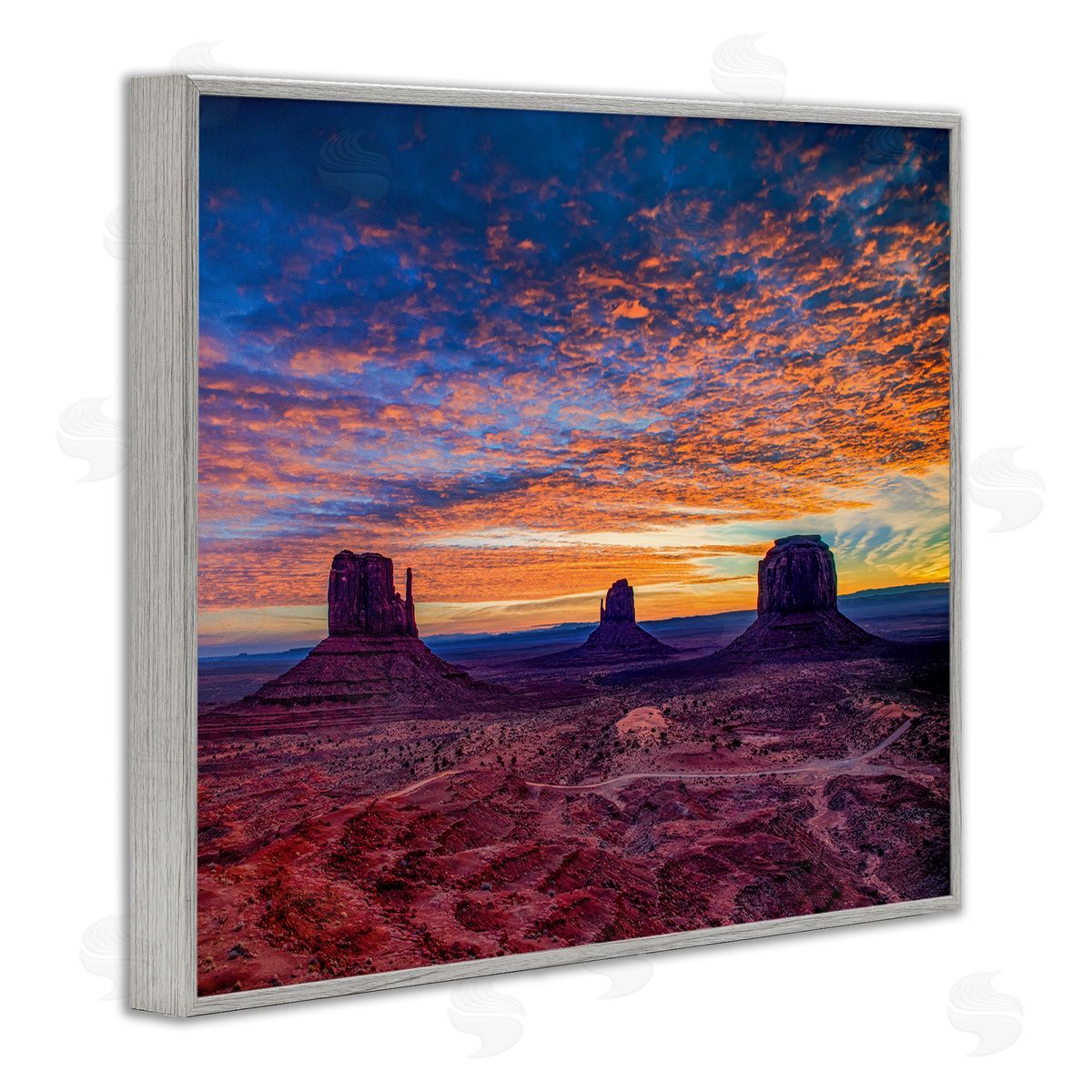 Andy Crawford Photography Mesa Buttes Desert Canyon Radiant Orange Sunset Gray Framed Giclee Wall Art Print