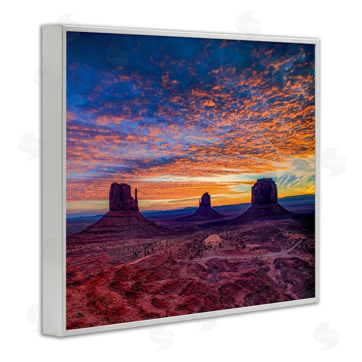 Andy Crawford Photography Mesa Buttes Desert Canyon Radiant Orange Sunset White Framed Giclee Wall Art Print