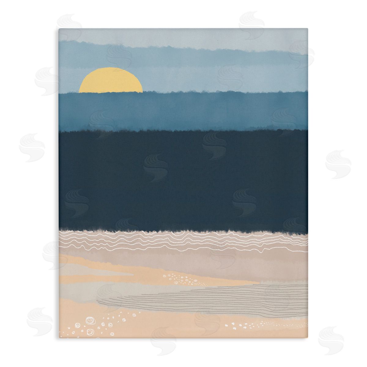 Darlene Seale Abstract Ocean Shore Shining Sun Over Coast Stretched Canvas Wall Art Print