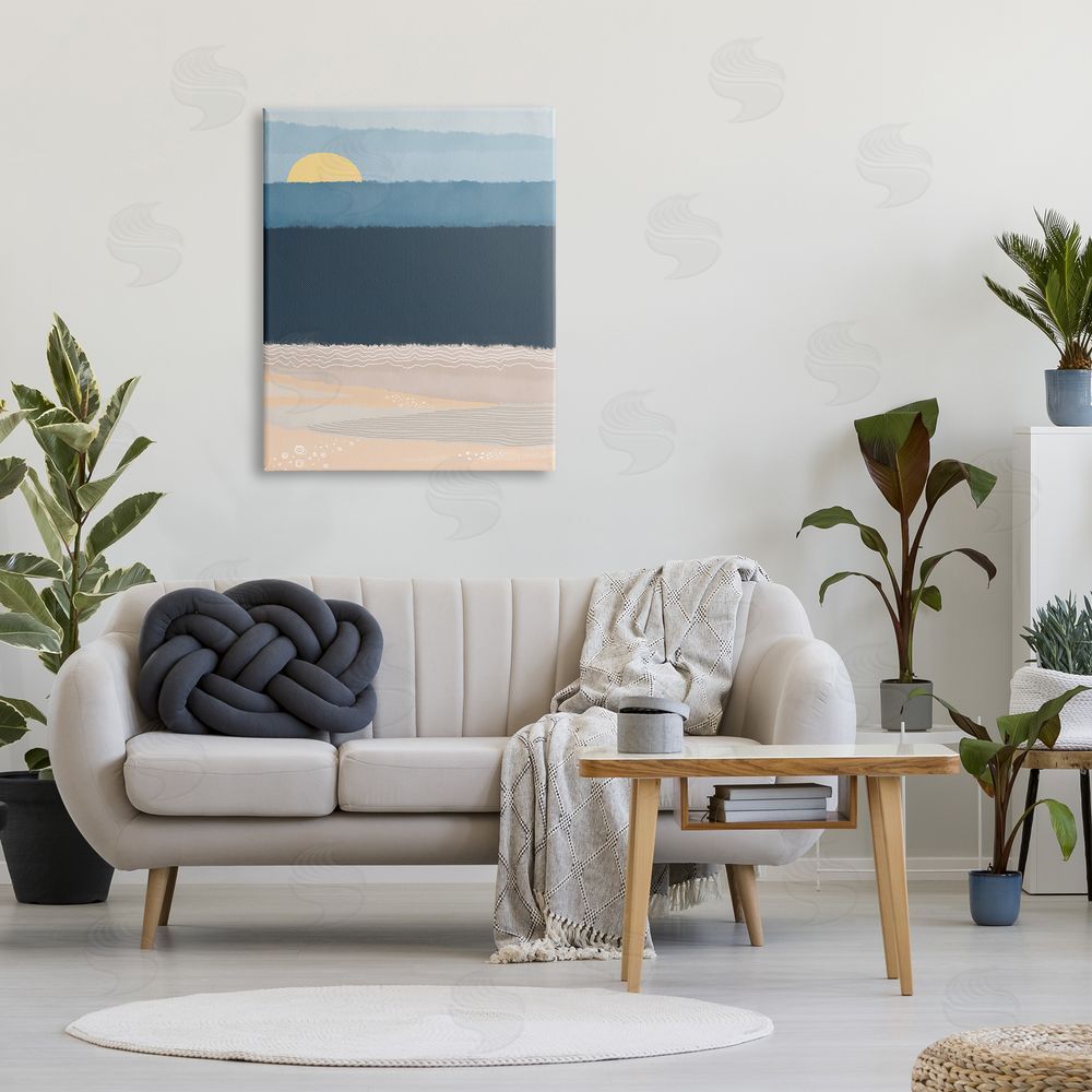 Darlene Seale Abstract Ocean Shore Shining Sun Over Coast Canvas Wall Art Print in Room