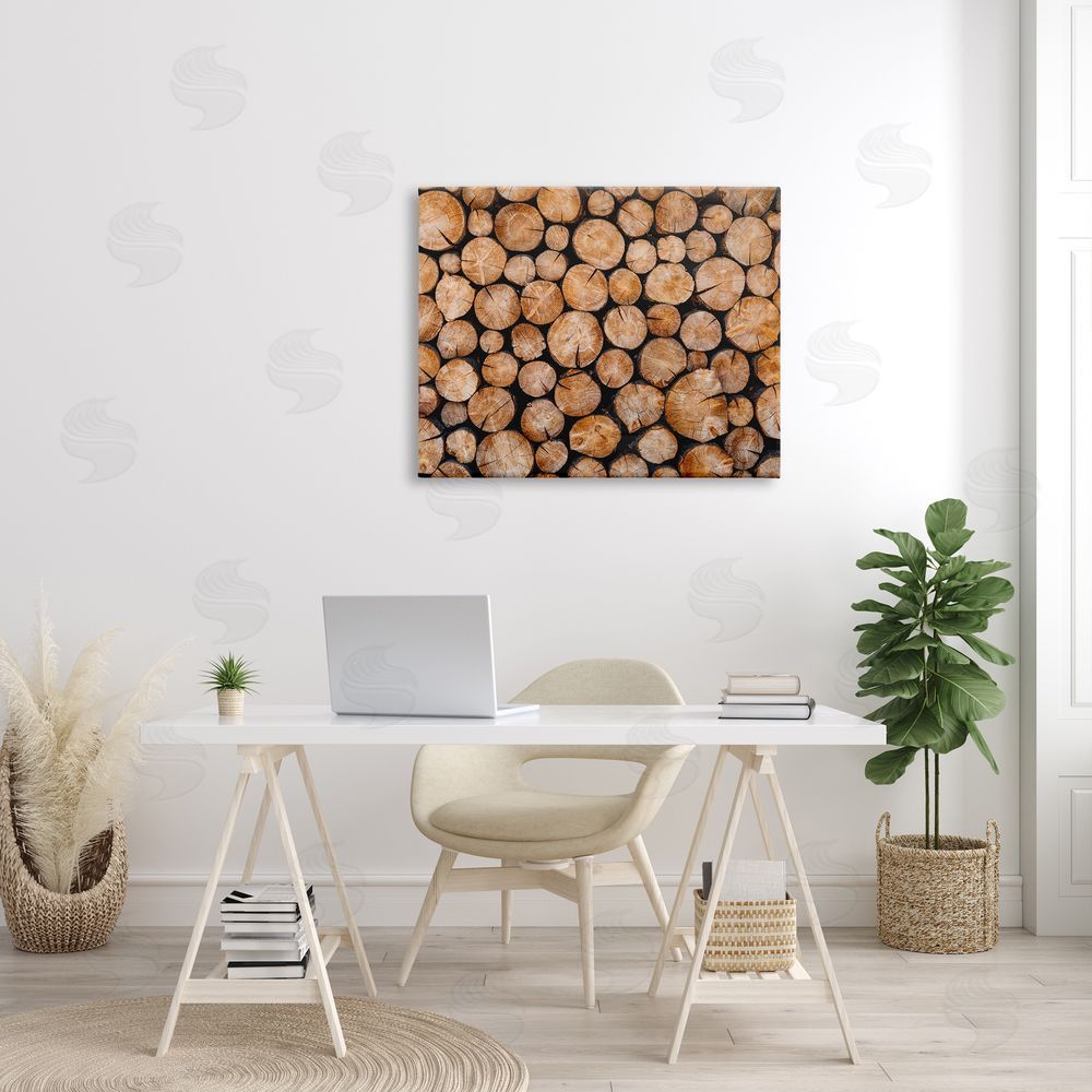 Jeff Poe Photography Tree Logs Lumber Aerial View Modern Photography Canvas Wall Art Print in Room