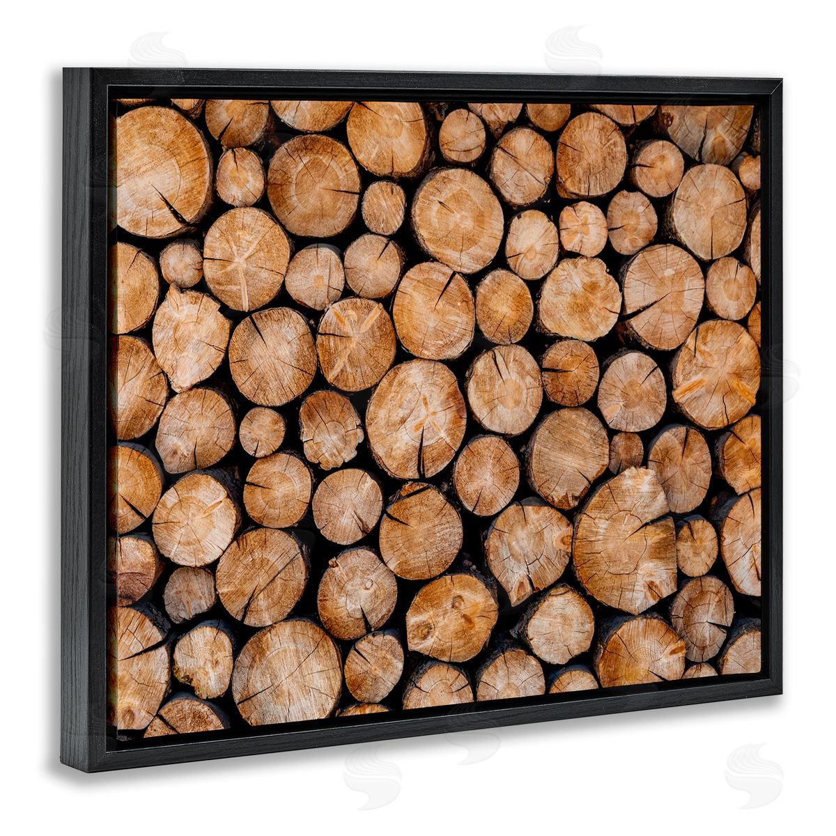 Jeff Poe Photography Tree Logs Lumber Aerial View Modern Photography Black Floating Frame Canvas Wall Art Print