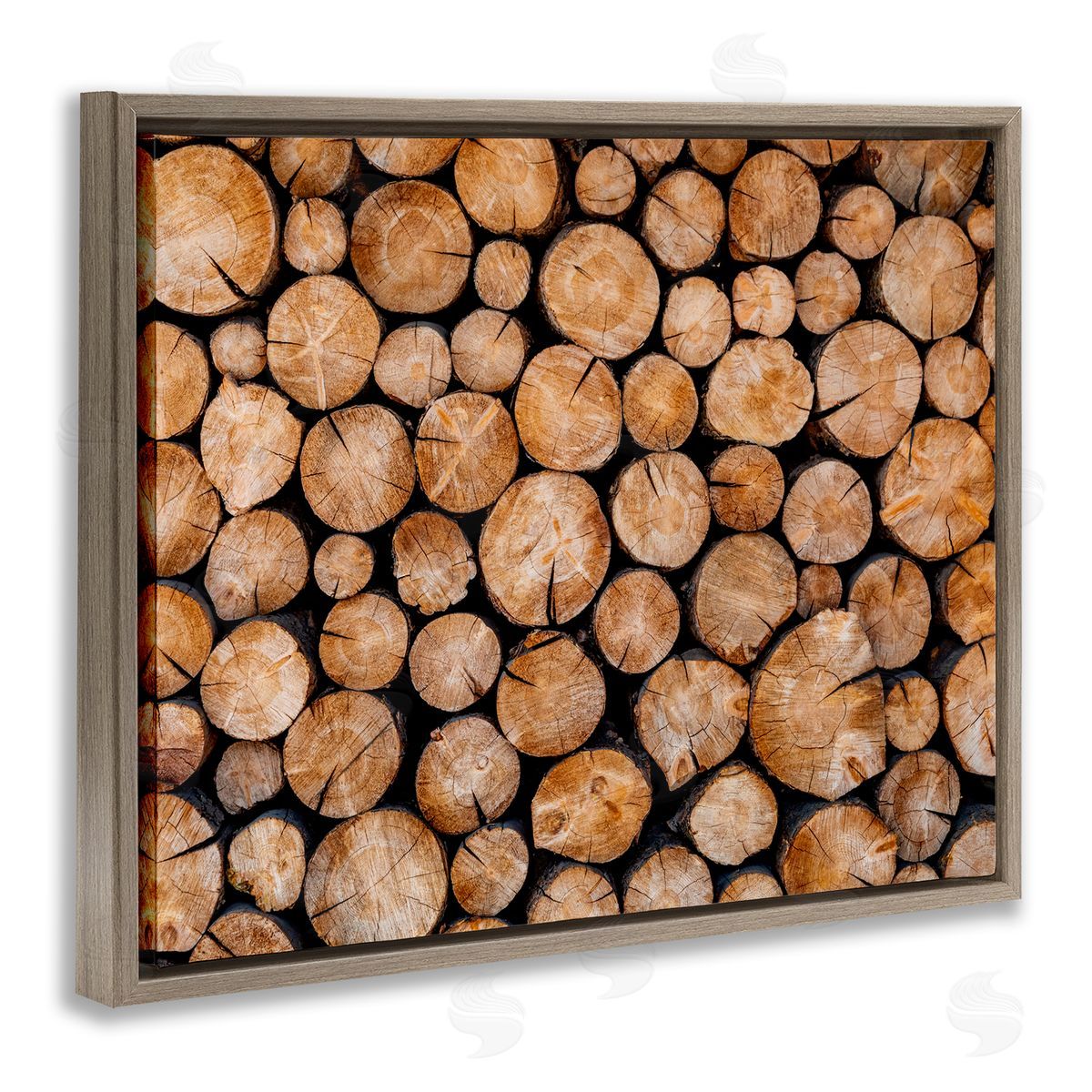 Jeff Poe Photography Tree Logs Lumber Aerial View Modern Photography Brown Floating Frame Canvas Wall Art Print