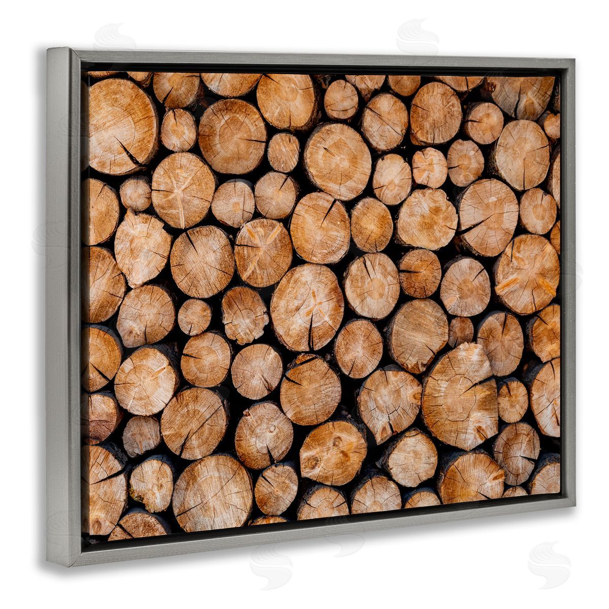 Jeff Poe Photography Tree Logs Lumber Aerial View Modern Photography Gray Floating Frame Canvas Wall Art Print