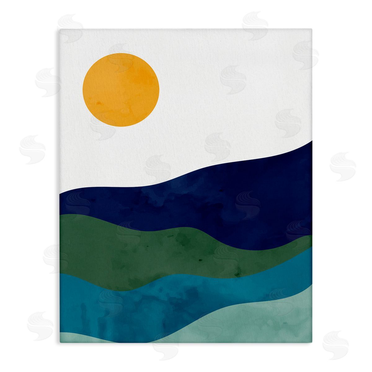 Kim Allen Abstract Hills Landscape Layered Stripes Sun Shining Stretched Canvas Wall Art Print