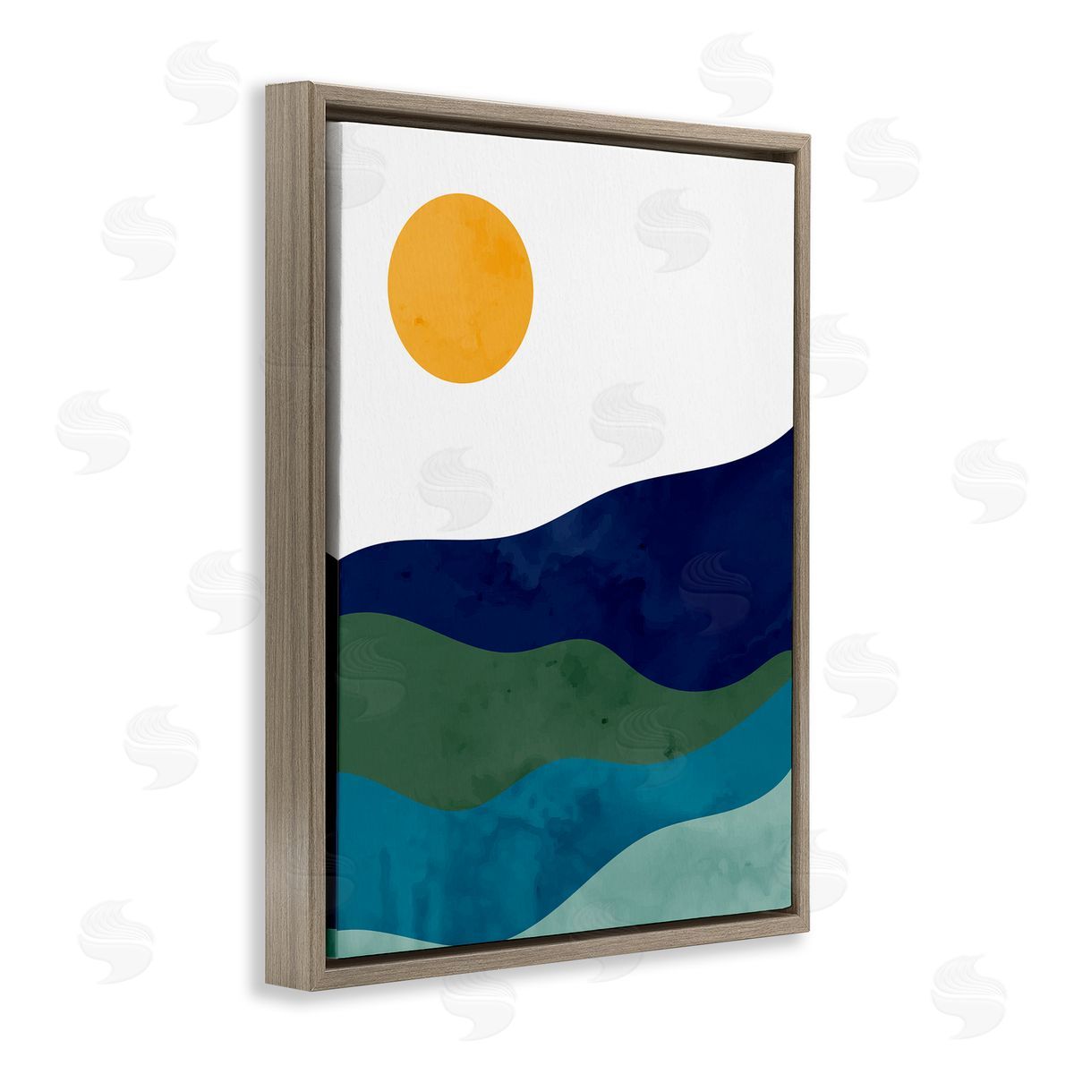Kim Allen Abstract Hills Landscape Layered Stripes Sun Shining Brown Floating Frame Canvas Wall Art Print