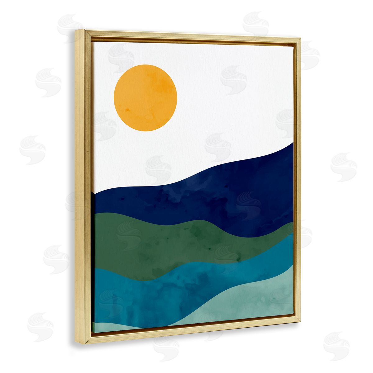 Kim Allen Abstract Hills Landscape Layered Stripes Sun Shining Gold Floating Frame Canvas Wall Art Print