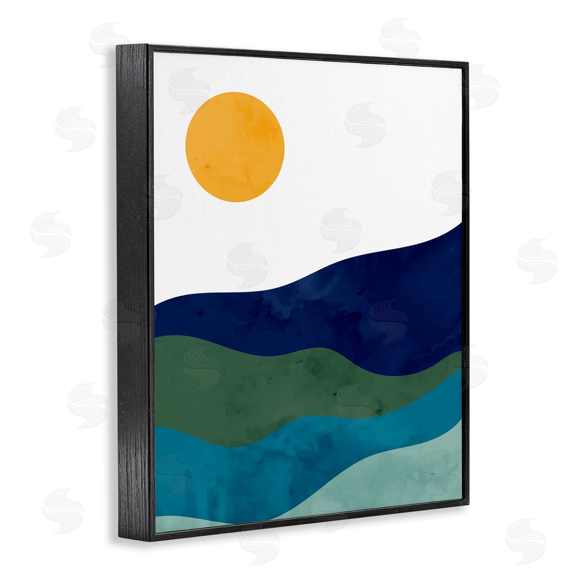 Kim Allen Abstract Hills Landscape Layered Stripes Sun Shining Black Framed Giclee Wall Art Print