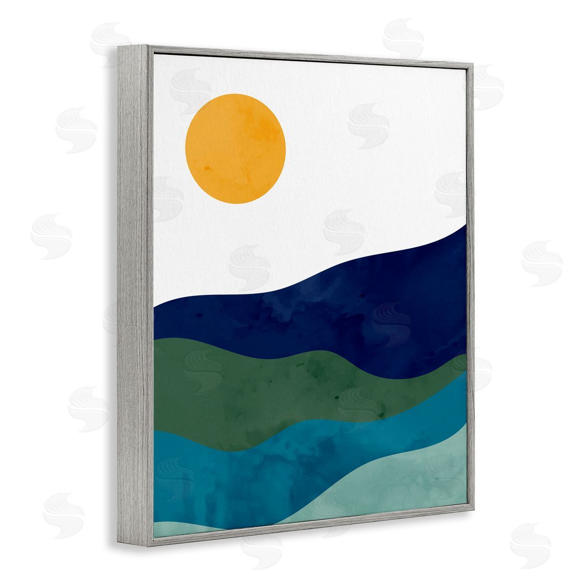 Kim Allen Abstract Hills Landscape Layered Stripes Sun Shining Gray Framed Giclee Wall Art Print