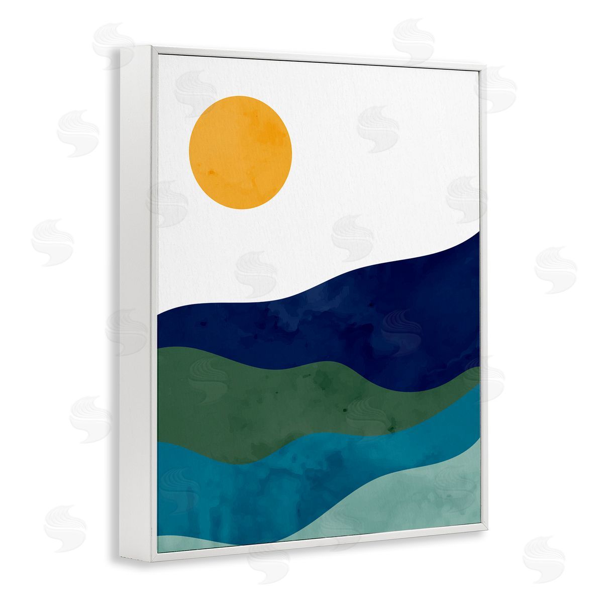 Kim Allen Abstract Hills Landscape Layered Stripes Sun Shining White Framed Giclee Wall Art Print