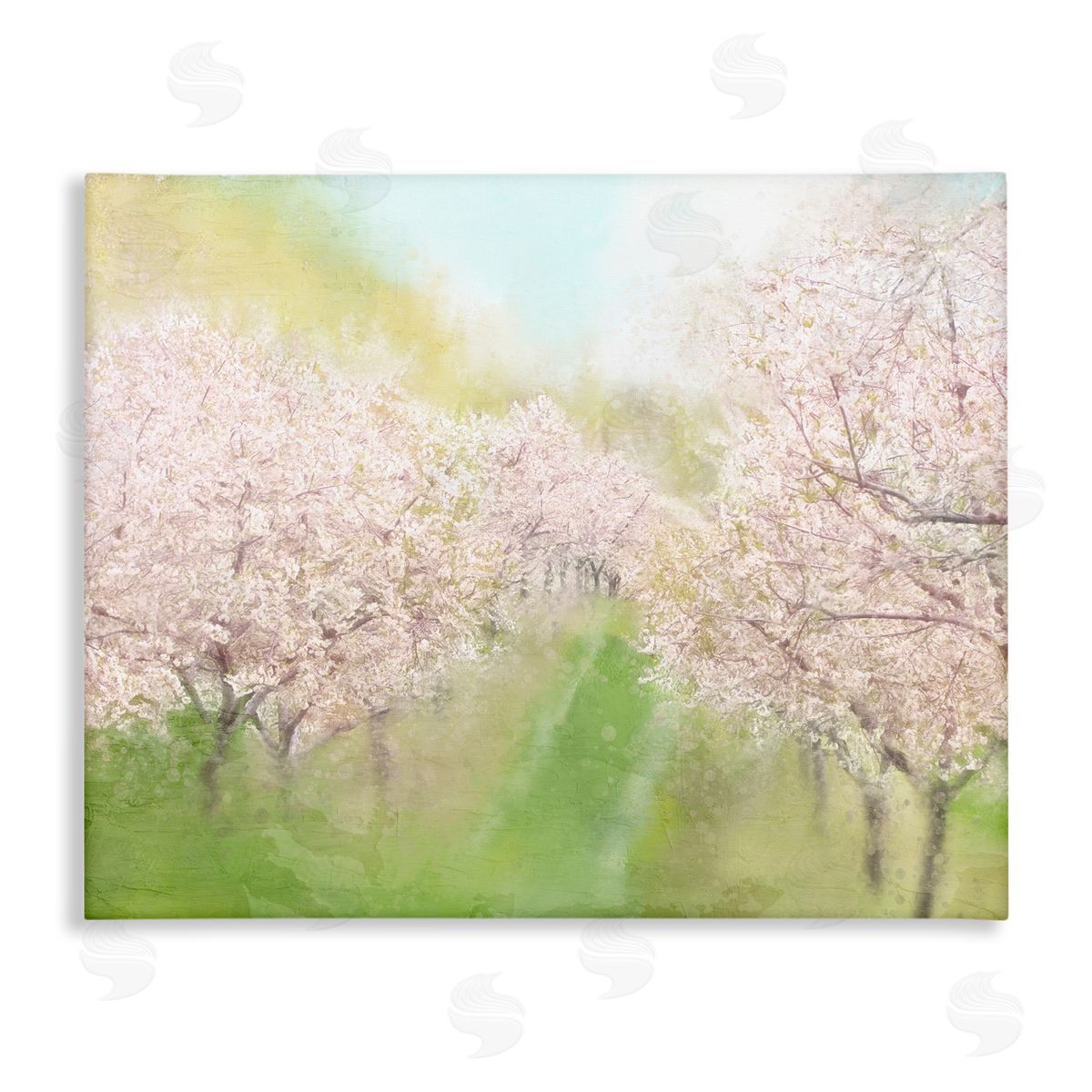 Kim Allen Spring Cherry Blossom Orchard Grove Pink Petals  Stretched Canvas Wall Art Print