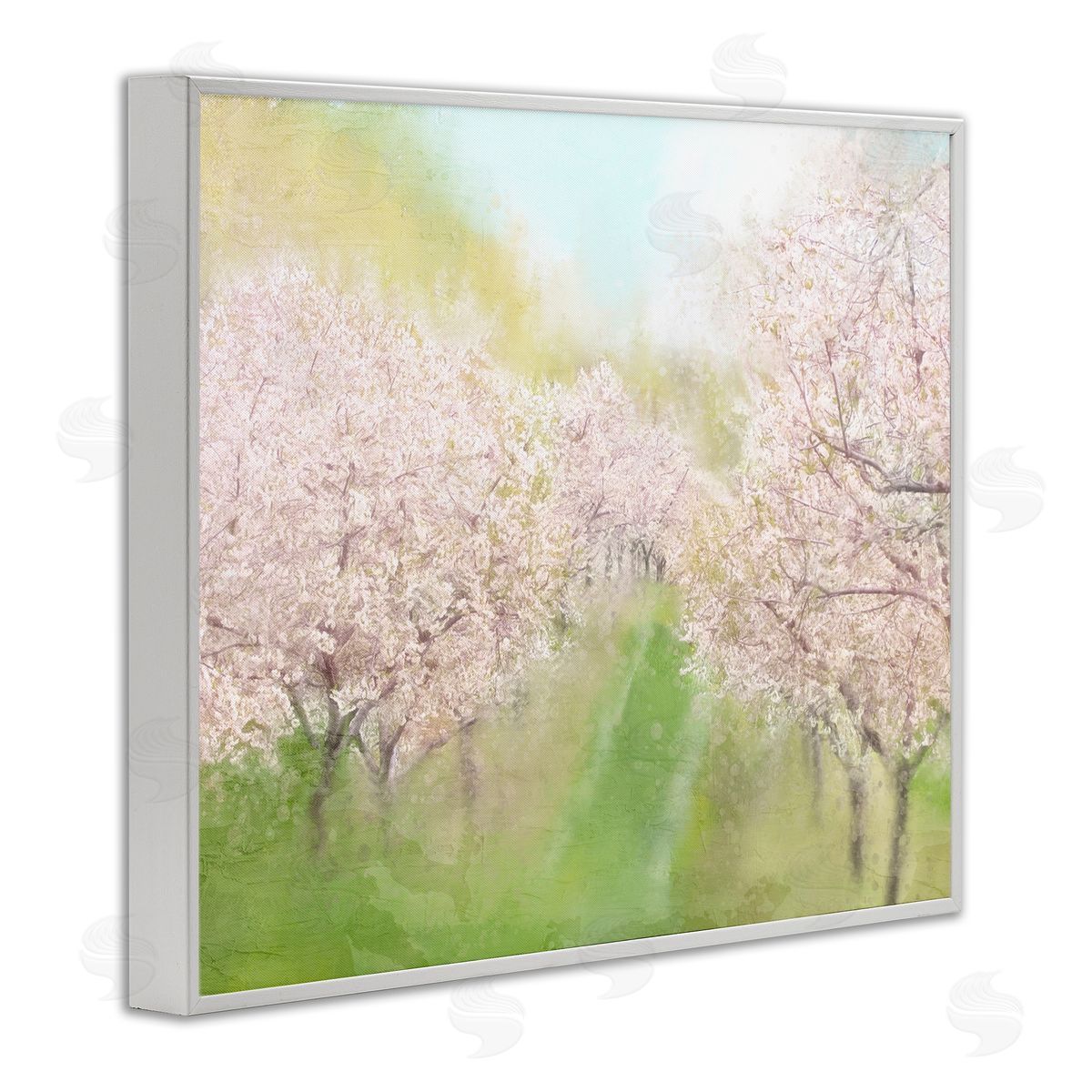 Kim Allen Spring Cherry Blossom Orchard Grove Pink Petals  White Framed Giclee Wall Art Print