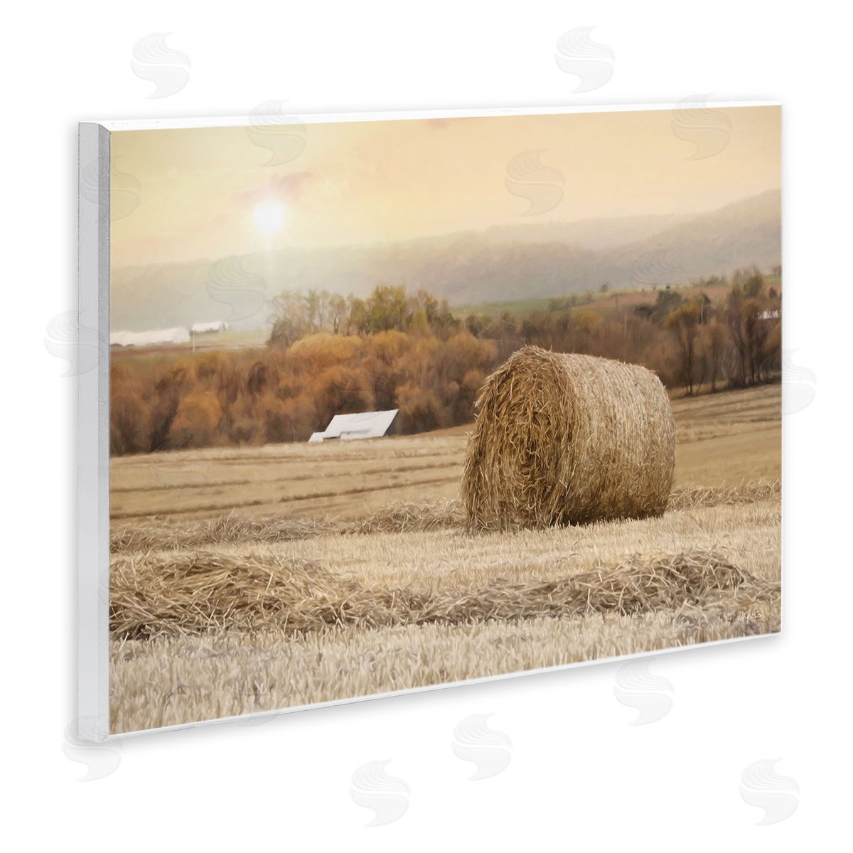 Lori Deiter Rural Haystack Farmland Field Shining Morning Sun Wall Plaque Art Print