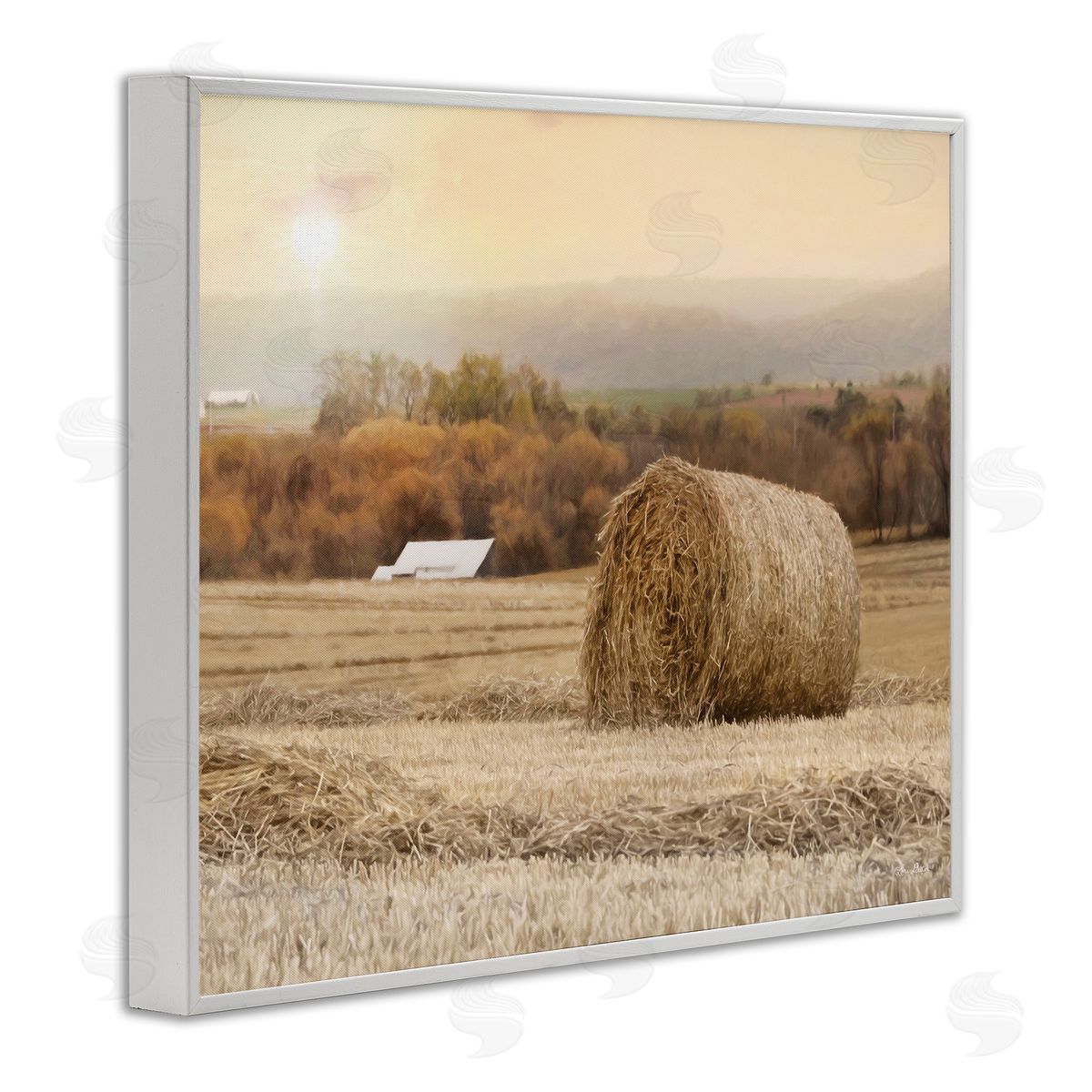 Lori Deiter Rural Haystack Farmland Field Shining Morning Sun White Framed Giclee Wall Art Print