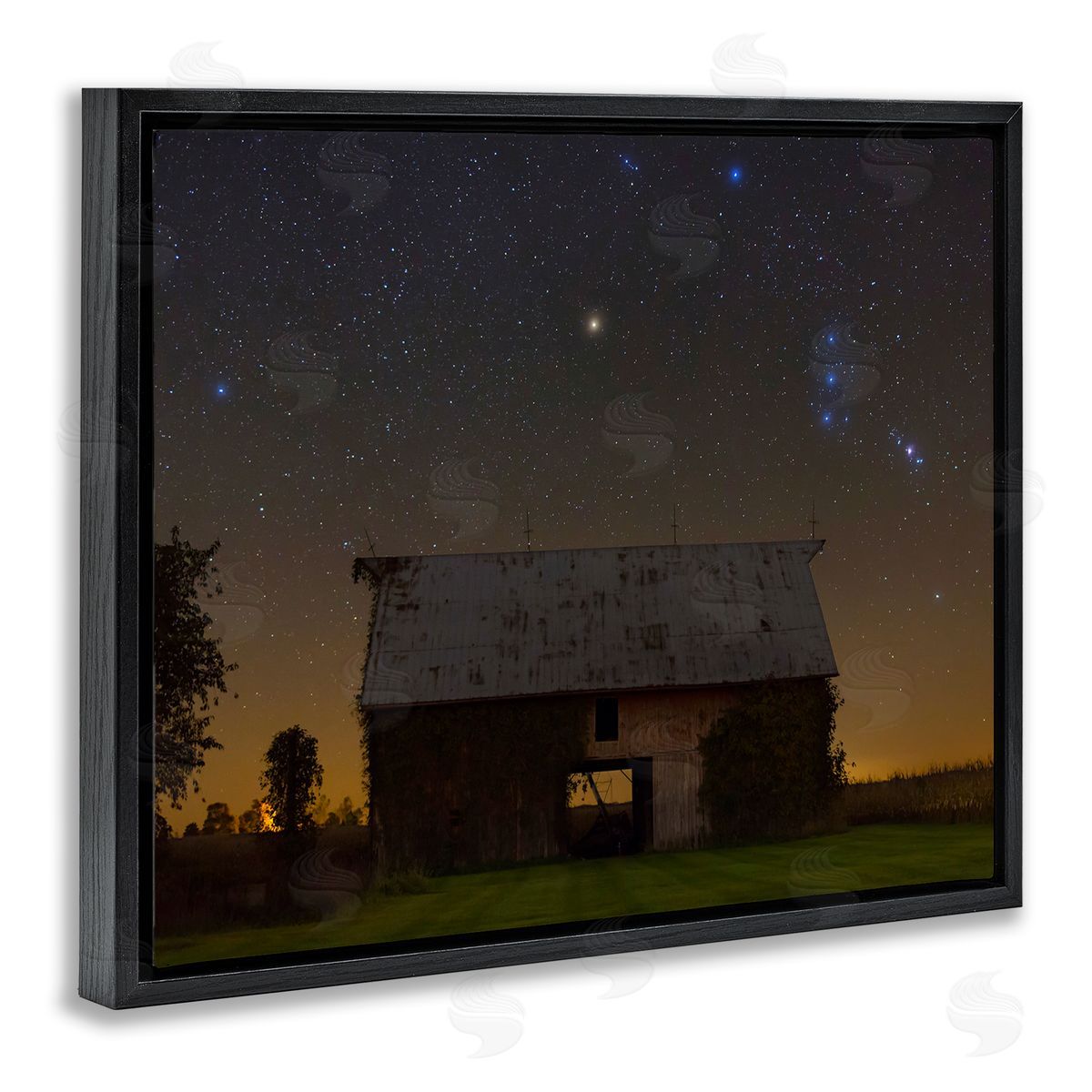 Royce Bair Luminous Stars Shining Nighttime Constellations Quiet Cabin  Black Floating Frame Canvas Wall Art Print