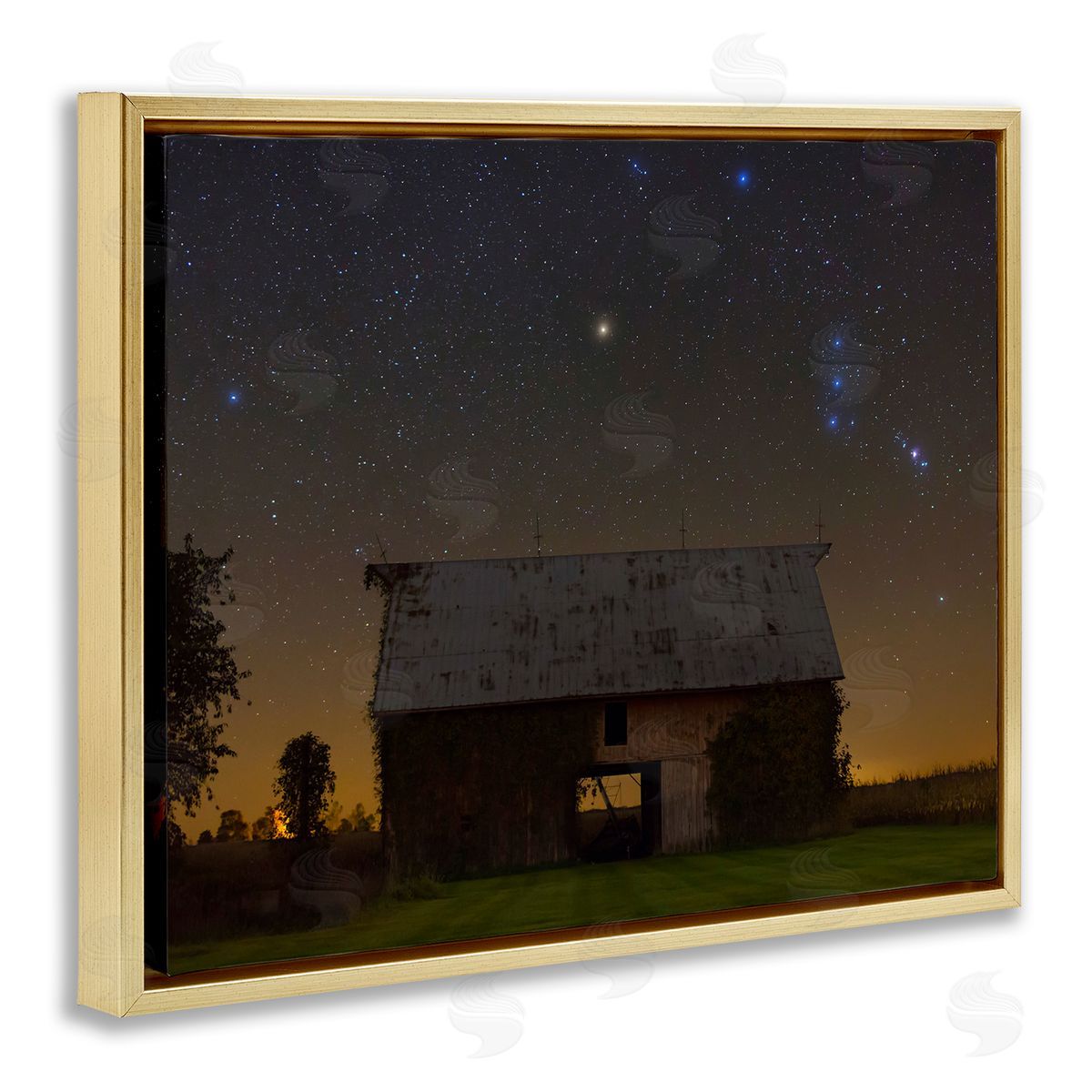 Royce Bair Luminous Stars Shining Nighttime Constellations Quiet Cabin  Gold Floating Frame Canvas Wall Art Print