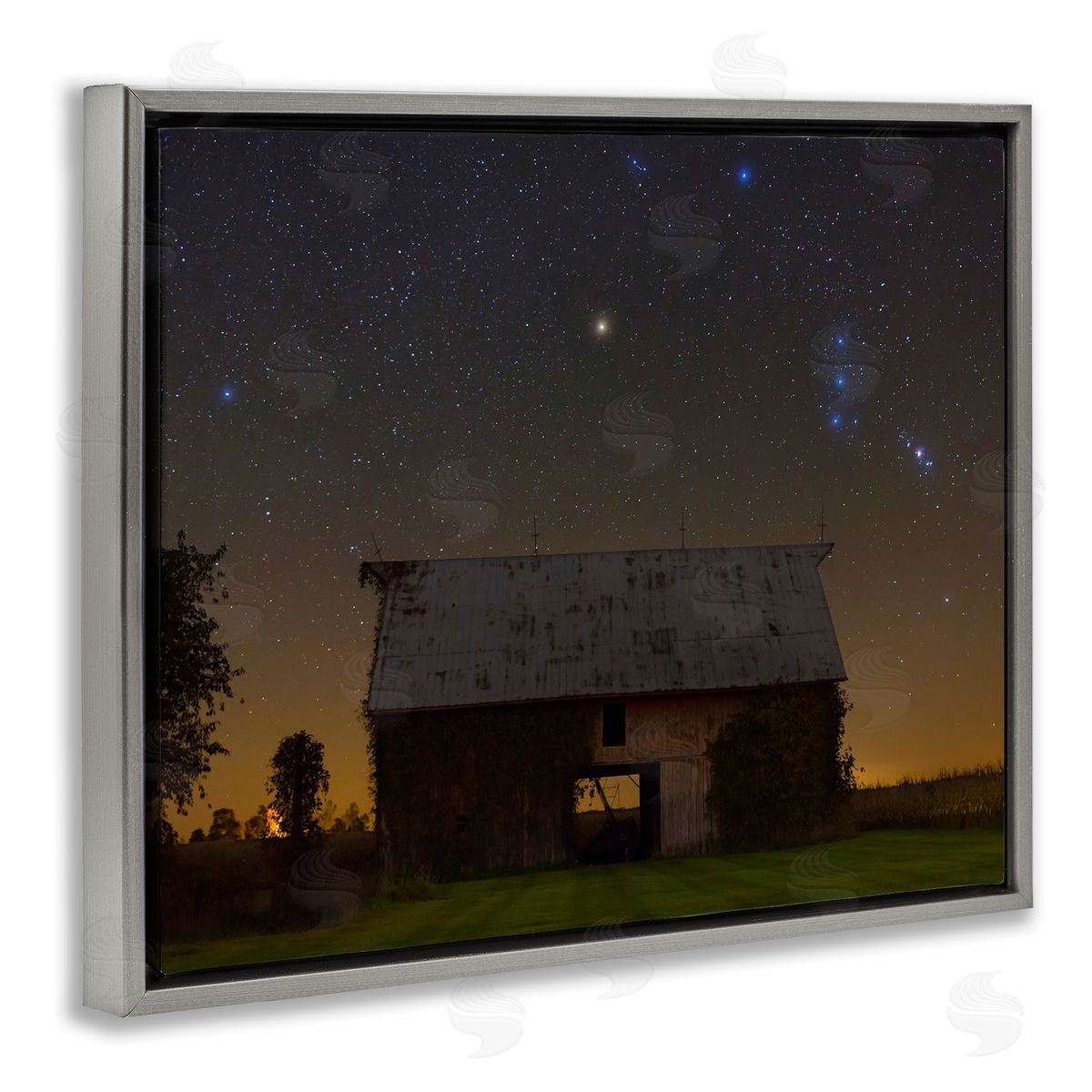 Royce Bair Luminous Stars Shining Nighttime Constellations Quiet Cabin  Gray Floating Frame Canvas Wall Art Print