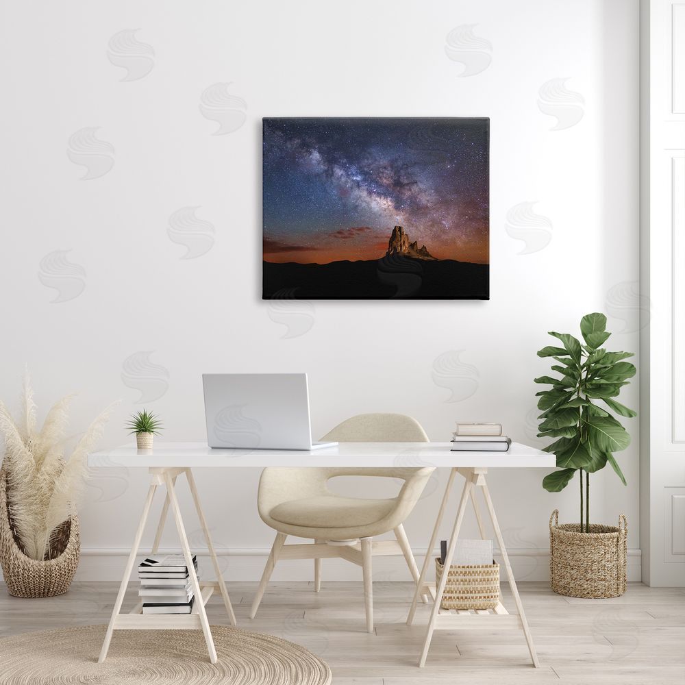 Royce Bair Dazzling Starry Sky Milky Way Desert Butte  Canvas Wall Art Print in Room