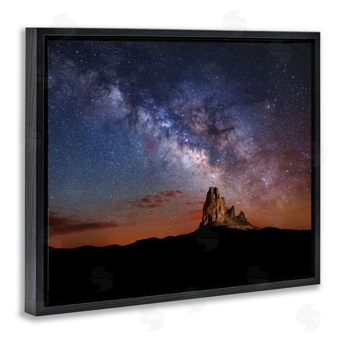 Royce Bair Dazzling Starry Sky Milky Way Desert Butte  Black Floating Frame Canvas Wall Art Print
