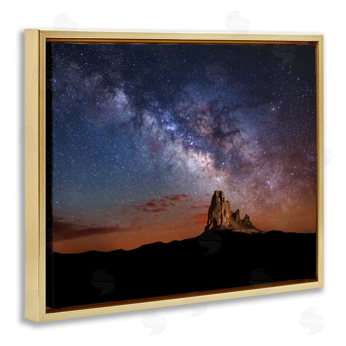 Royce Bair Dazzling Starry Sky Milky Way Desert Butte  Gold Floating Frame Canvas Wall Art Print