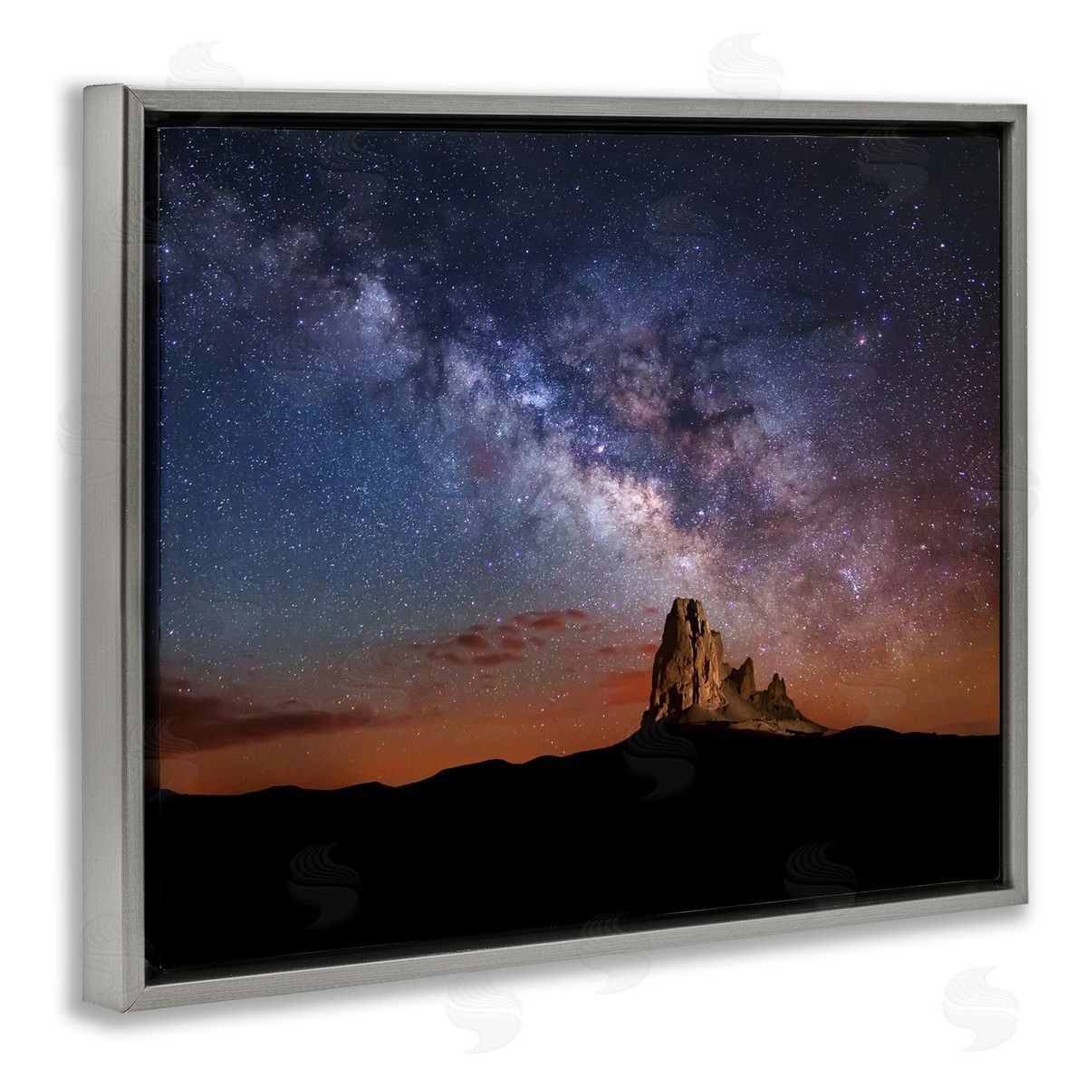 Royce Bair Dazzling Starry Sky Milky Way Desert Butte  Gray Floating Frame Canvas Wall Art Print