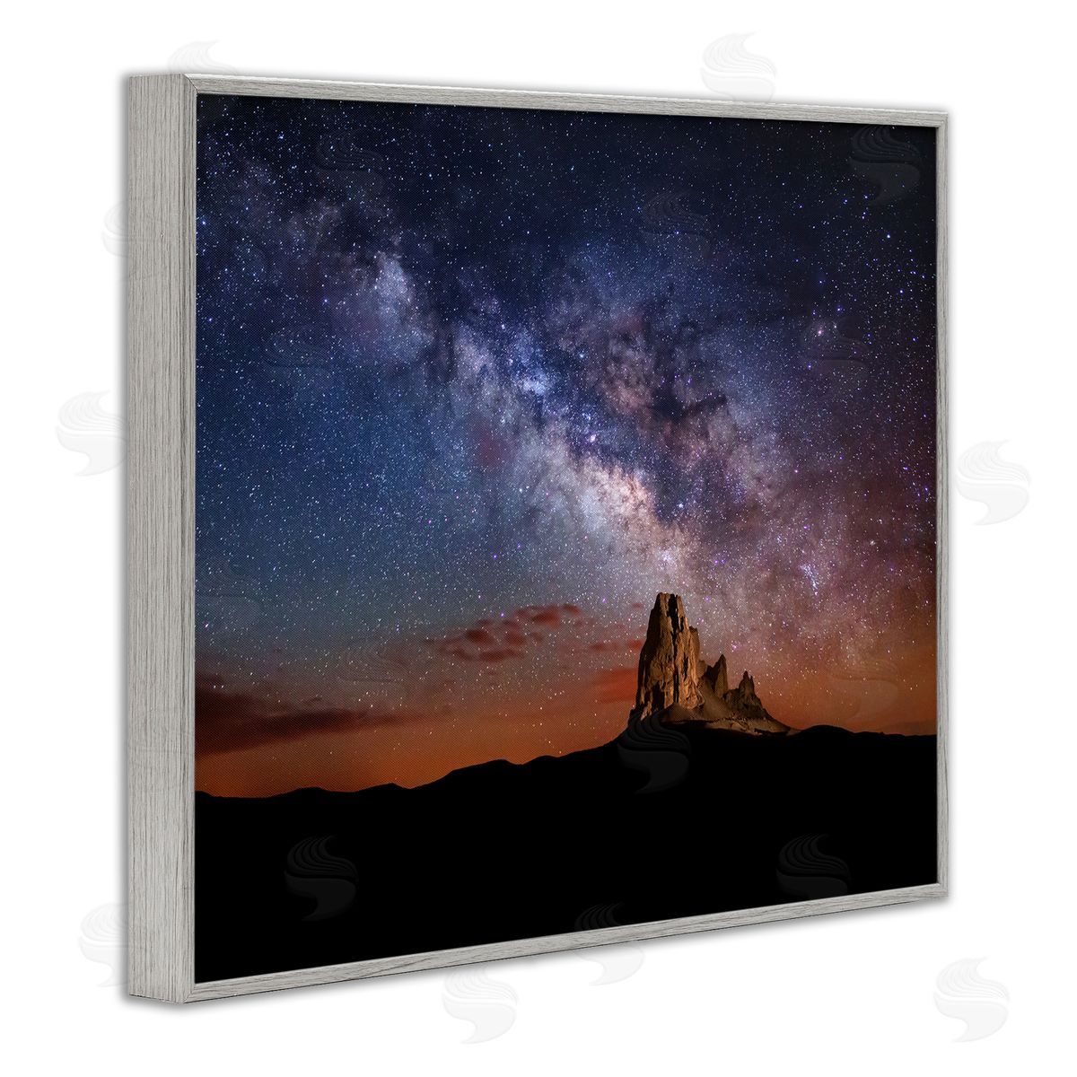 Royce Bair Dazzling Starry Sky Milky Way Desert Butte  Gray Framed Giclee Wall Art Print