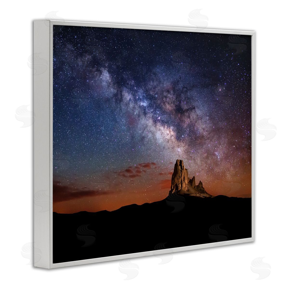 Royce Bair Dazzling Starry Sky Milky Way Desert Butte  White Framed Giclee Wall Art Print