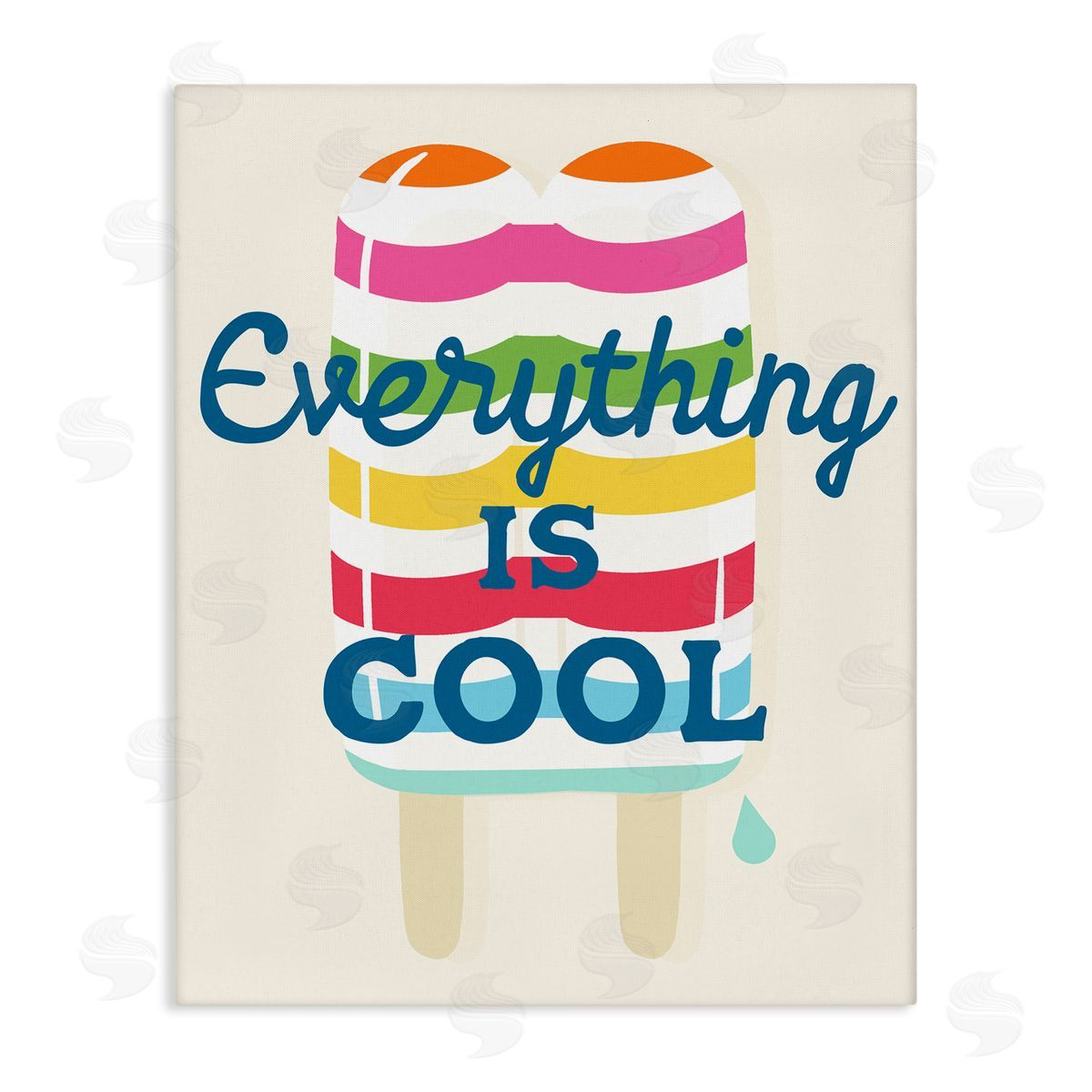 Stupell Studio Everything Is Cool Summer Striped Ice Pop Snack Stretched Canvas Wall Art Print