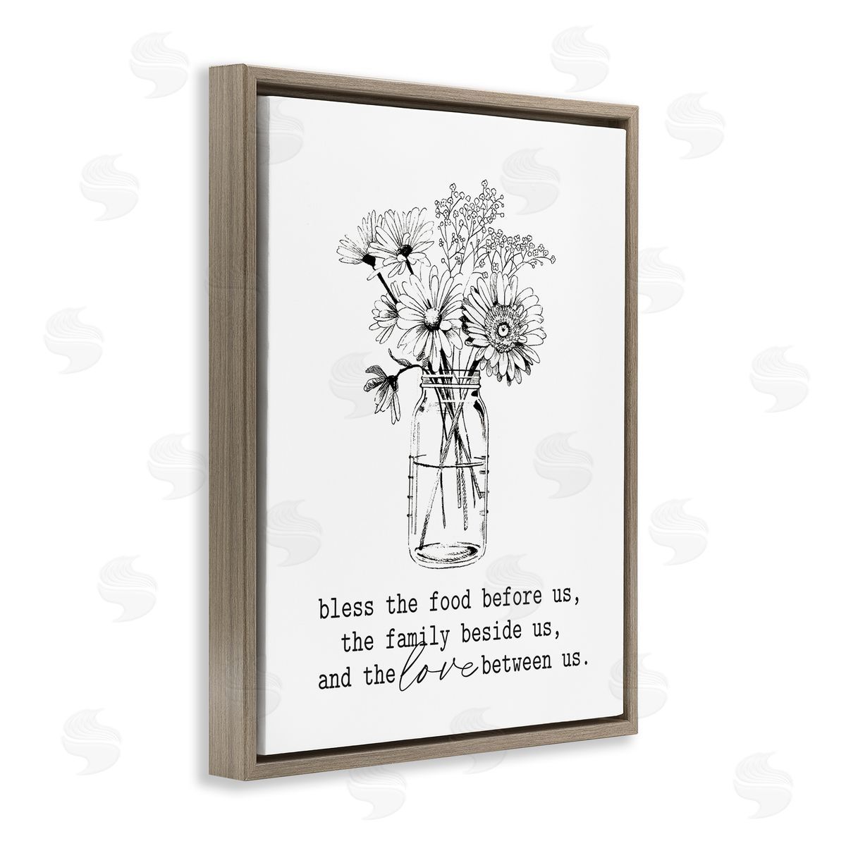 Lettered and Lined Rustic Jar Bouquet Casual Uplifting Family Quote Brown Floating Frame Canvas Wall Art Print