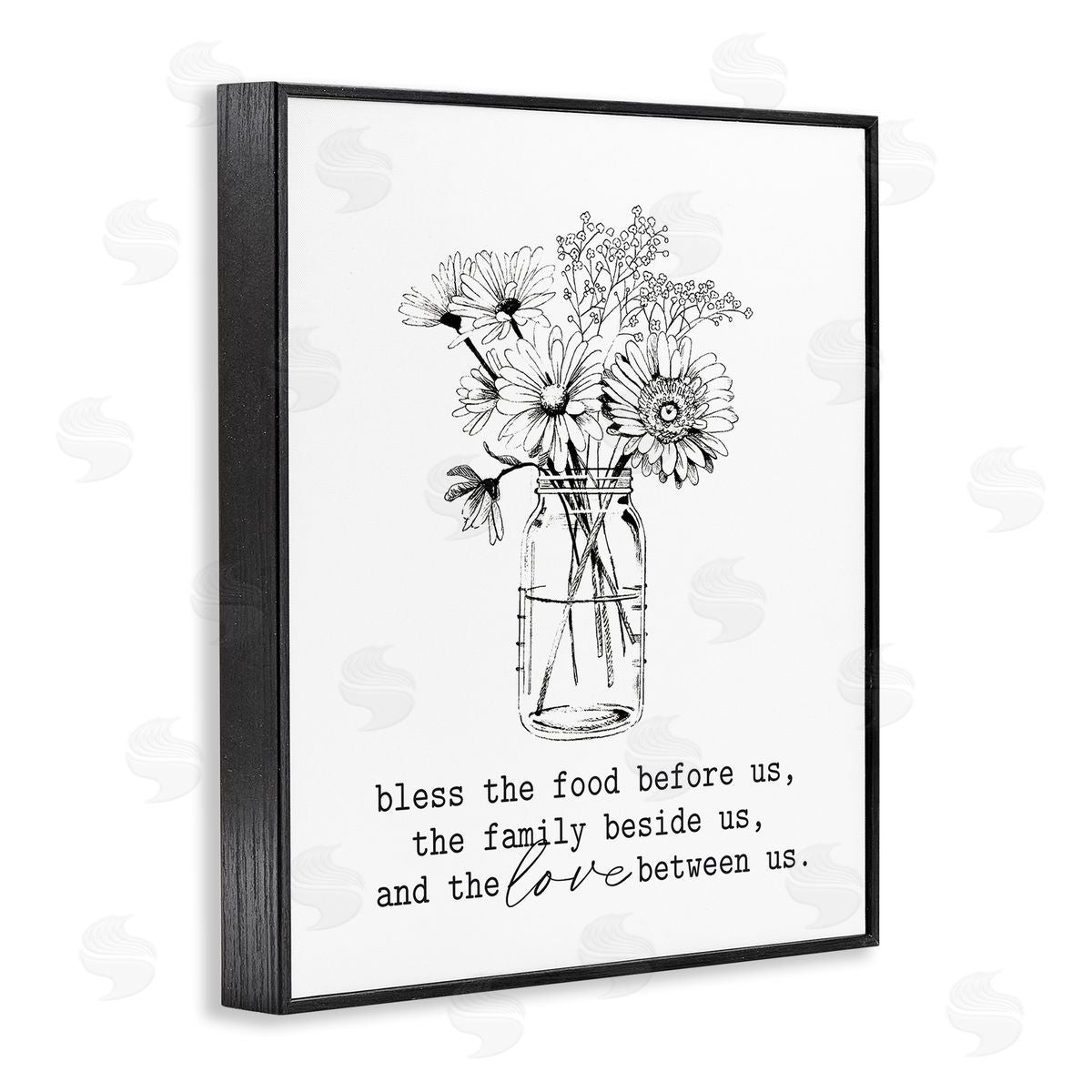 Lettered and Lined Rustic Jar Bouquet Casual Uplifting Family Quote Black Framed Giclee Wall Art Print