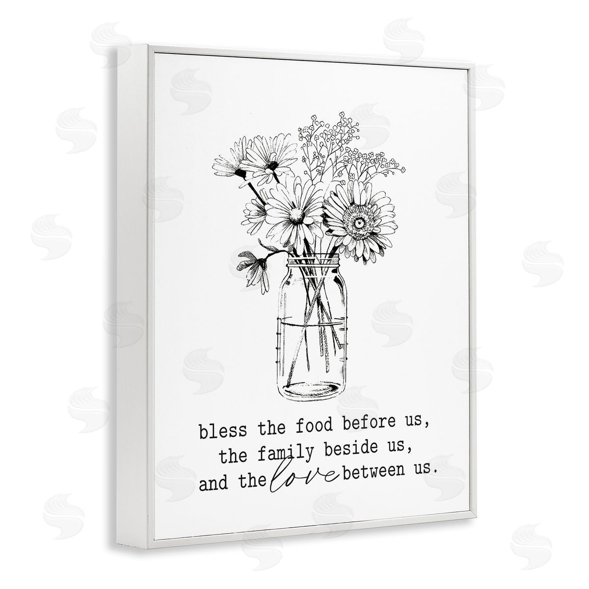 Lettered and Lined Rustic Jar Bouquet Casual Uplifting Family Quote White Framed Giclee Wall Art Print