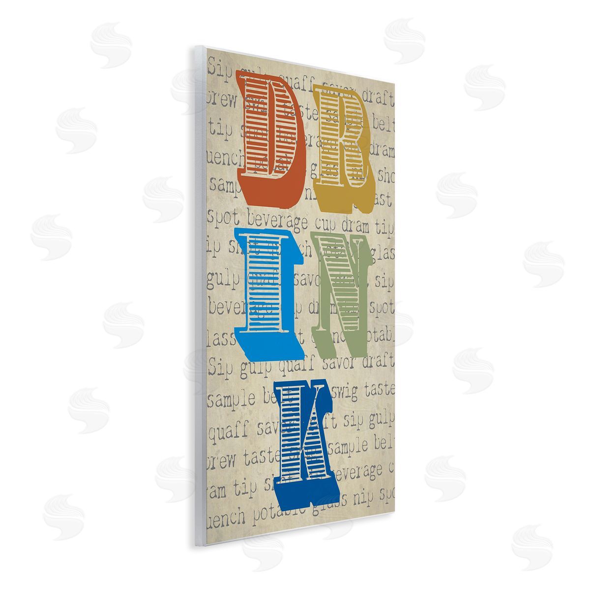Graffitee Studios Drink Antique Stamp Typography Kitchen Words Wall Plaque Art Print
