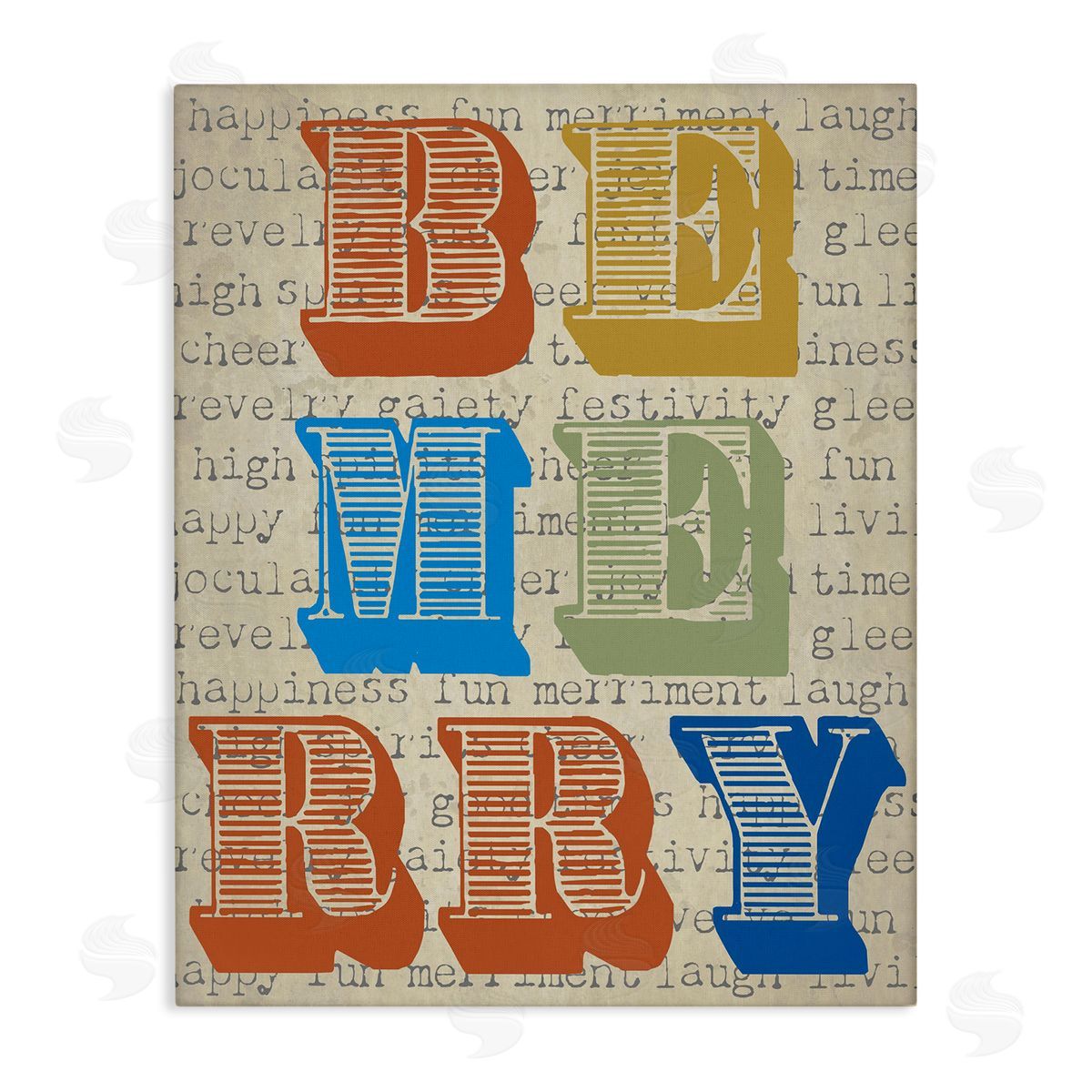 Graffitee Studios Be Merry Kitchen Sign Vintage Typography  Stretched Canvas Wall Art Print