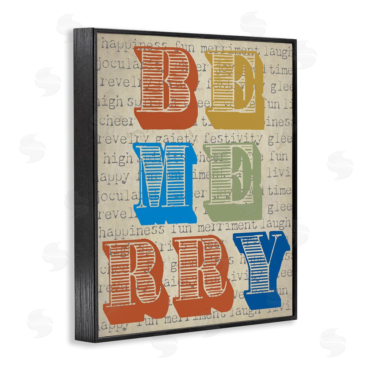 Graffitee Studios Be Merry Kitchen Sign Vintage Typography  Black Framed Giclee Wall Art Print