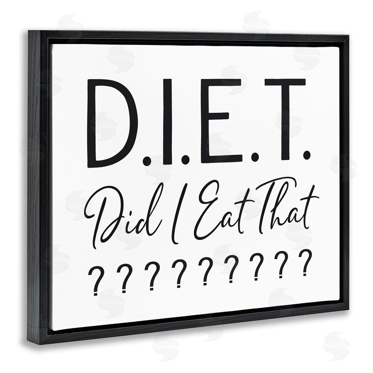 Lettered and Lined Witty Diet Food Phrase Casual Typography Sign Black Floating Frame Canvas Wall Art Print