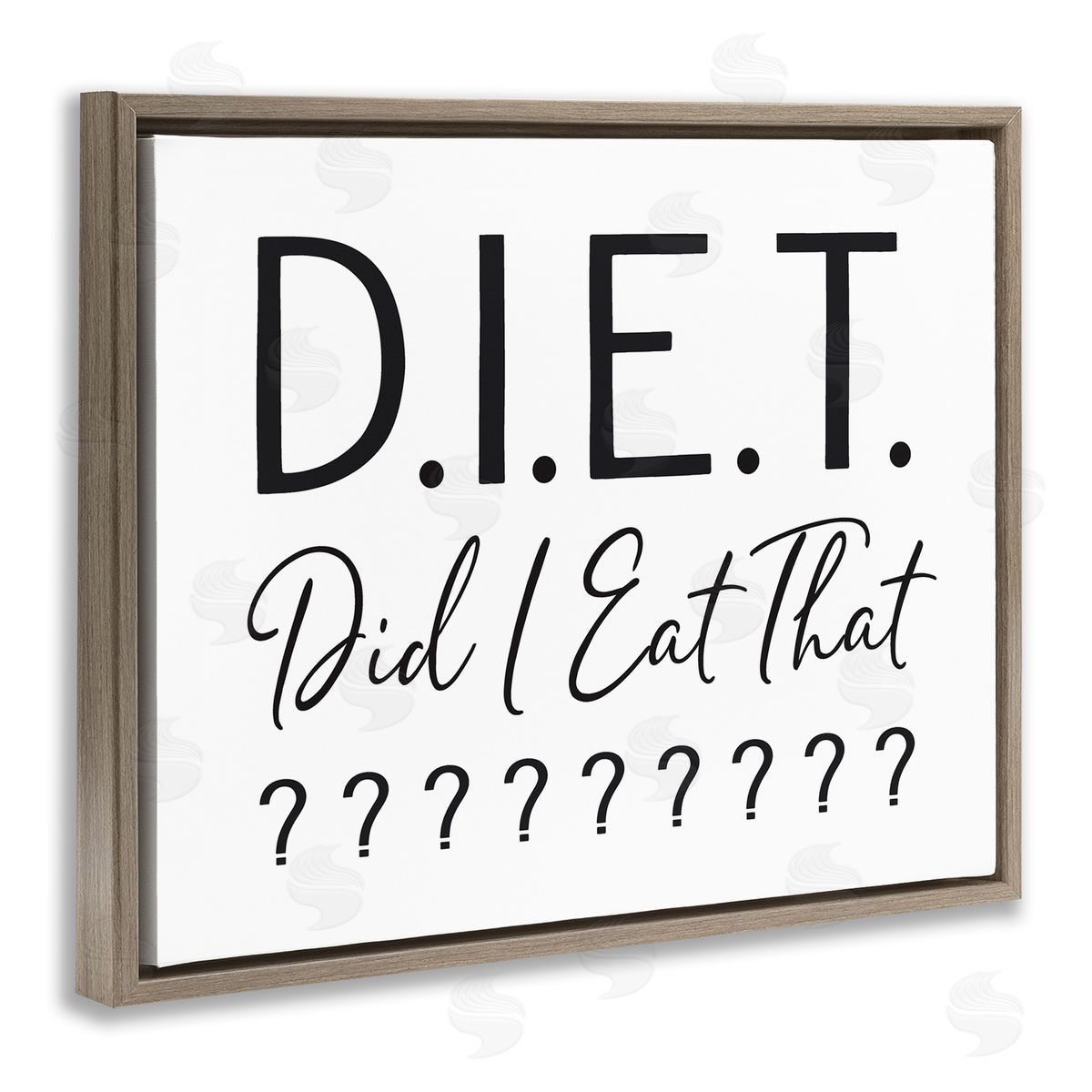 Lettered and Lined Witty Diet Food Phrase Casual Typography Sign Brown Floating Frame Canvas Wall Art Print