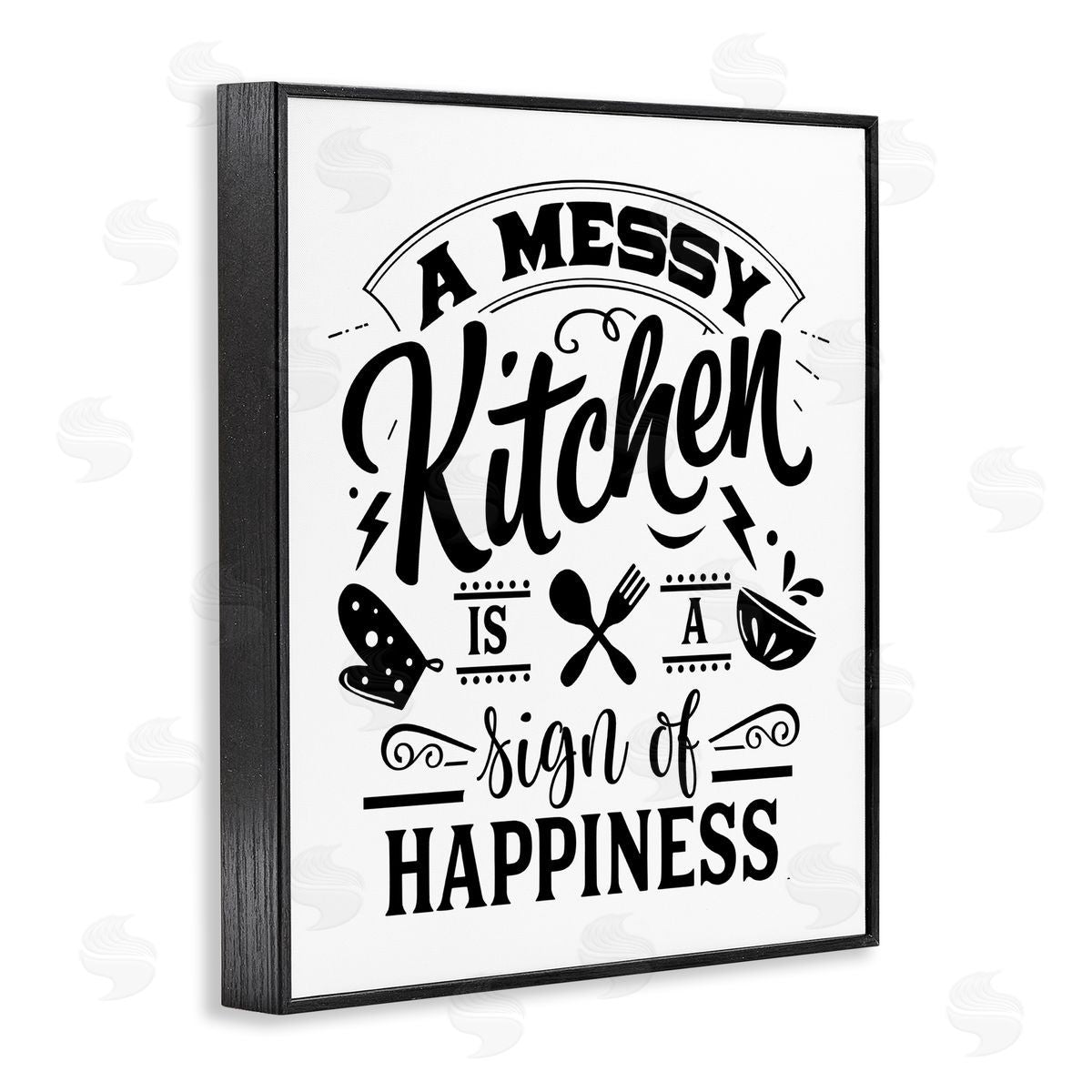 Lettered and Lined Kitchen Happiness Retro Casual Silverware Black Framed Giclee Wall Art Print