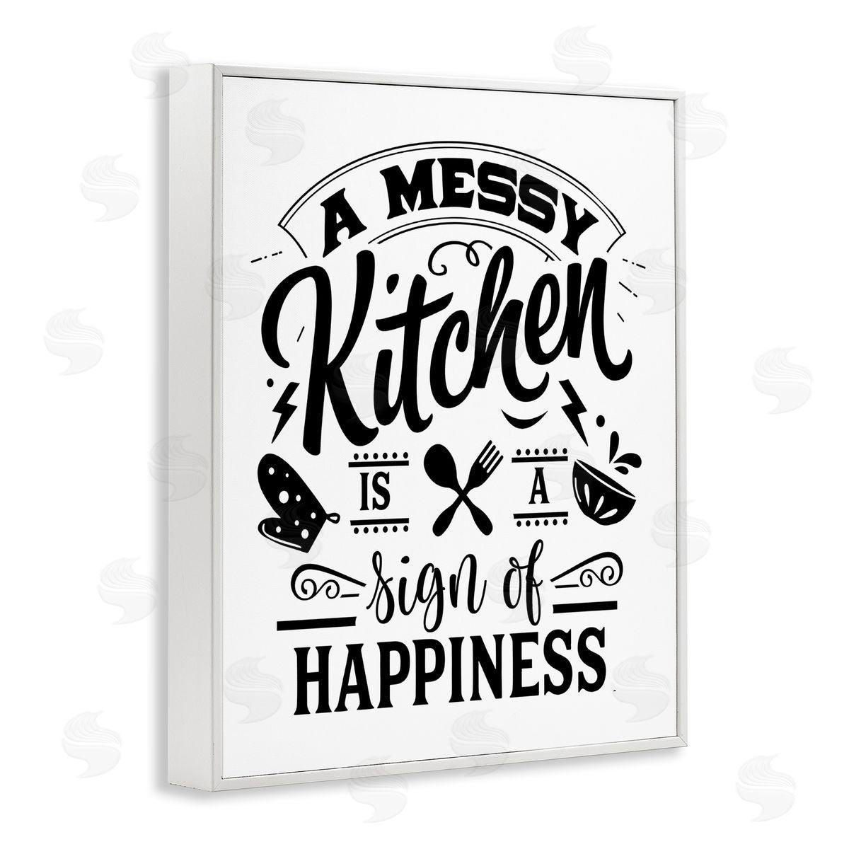 Lettered and Lined Kitchen Happiness Retro Casual Silverware White Framed Giclee Wall Art Print