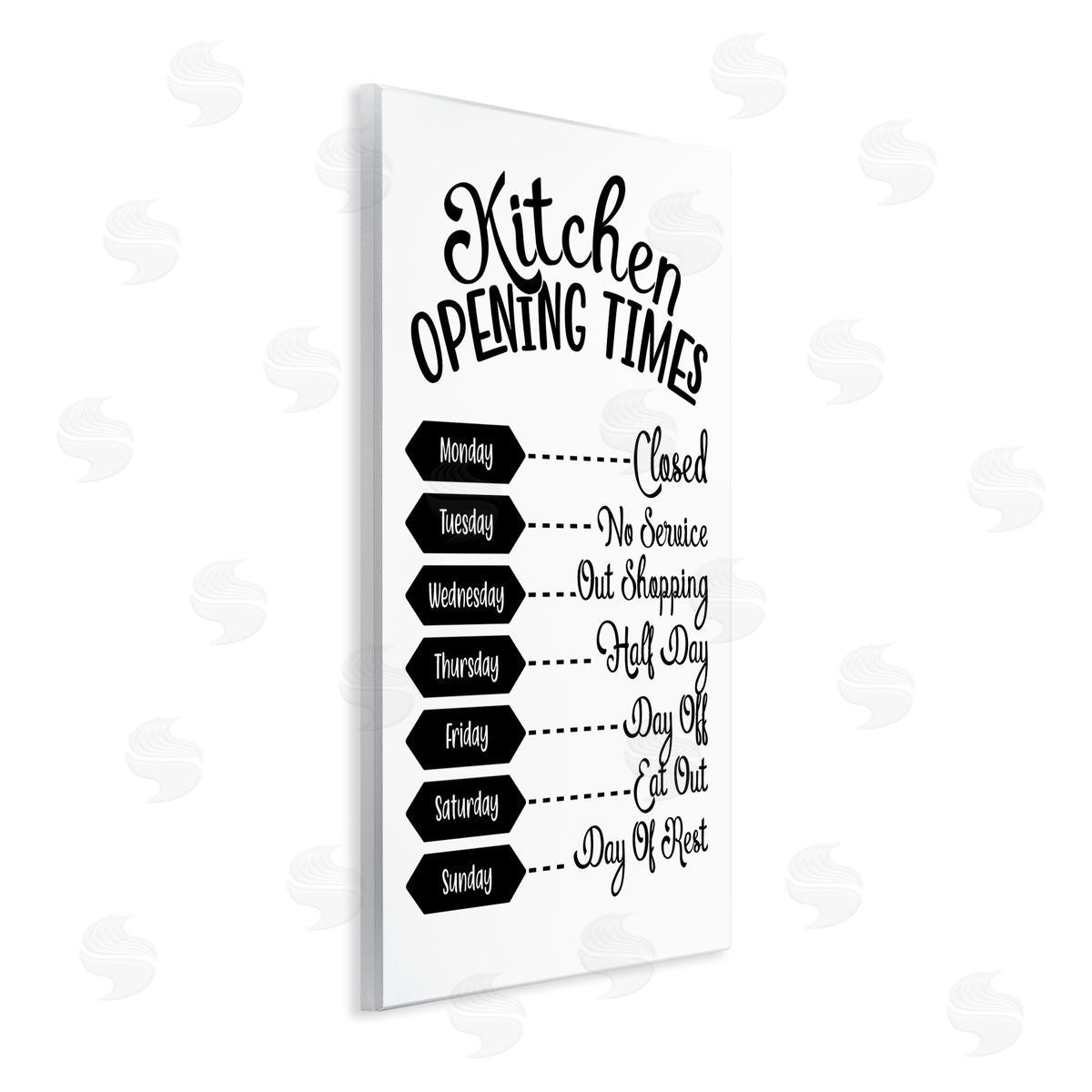 Lettered and Lined Kitchen Opening Times Humorous Antique Text  Wall Plaque Art Print